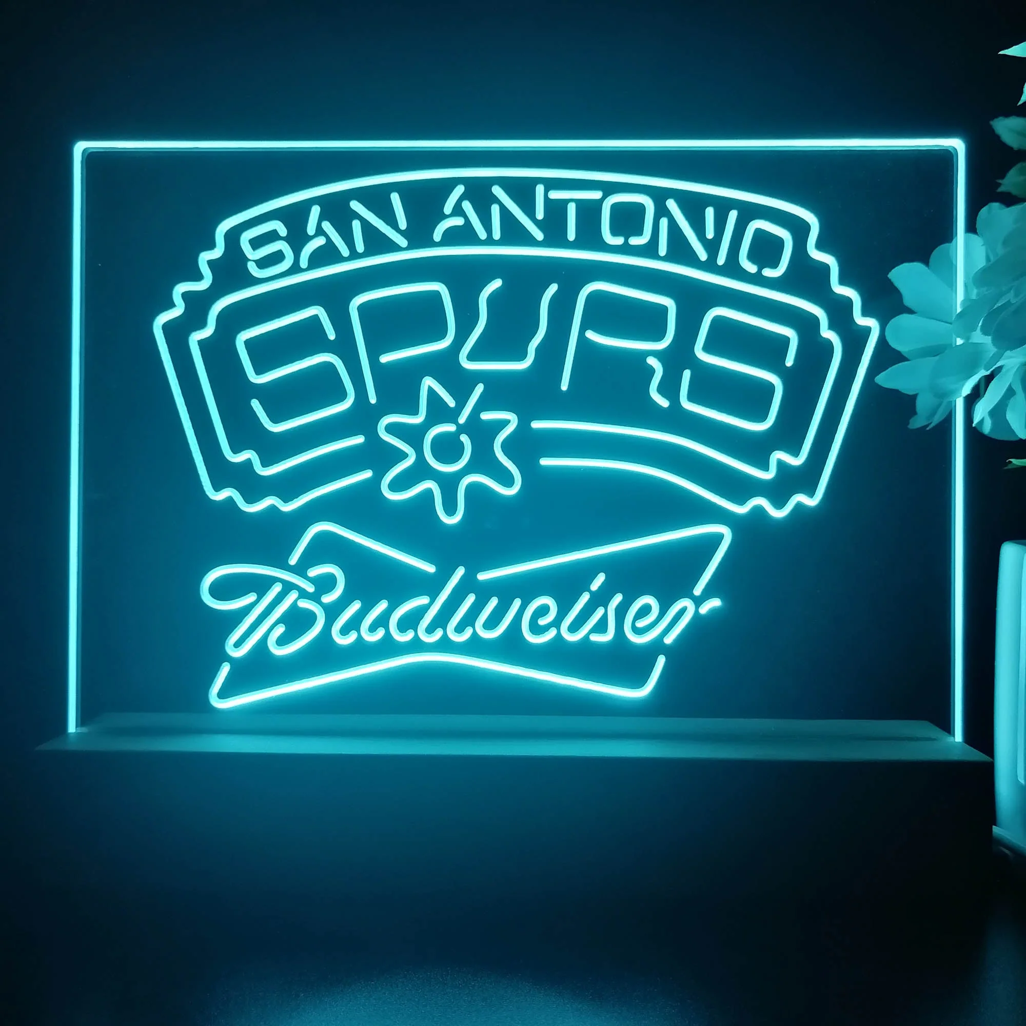 San Antonio Spurs Budweiser Night Light Pub Bar Lamp - Image 3