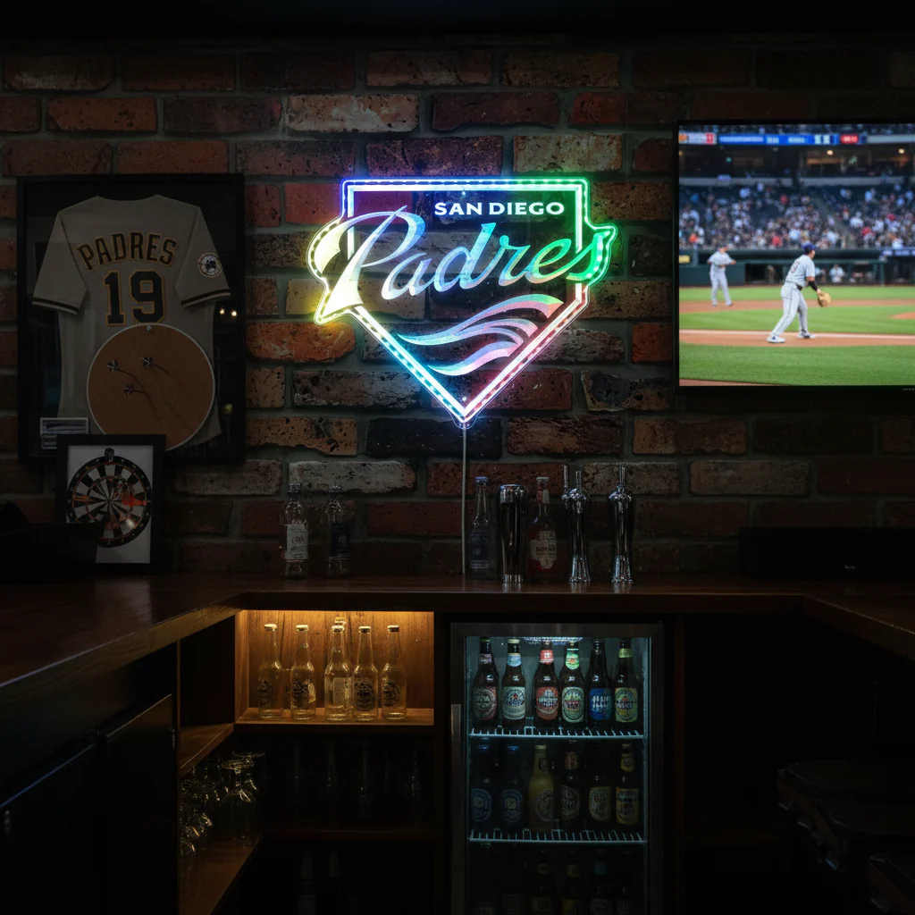 San Diego Padres Neon LED Sign with Dynamic RGB Colors - Image 8