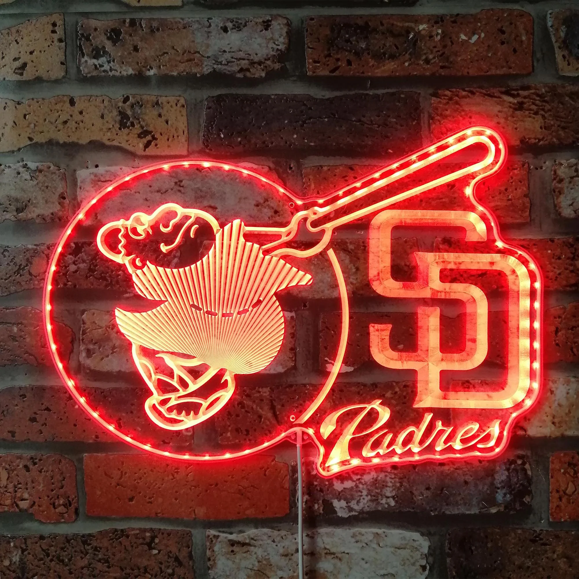 San Diego Padres Friar Swinging Bat Neon LED Sign with Dynamic RGB Colors - Image 3