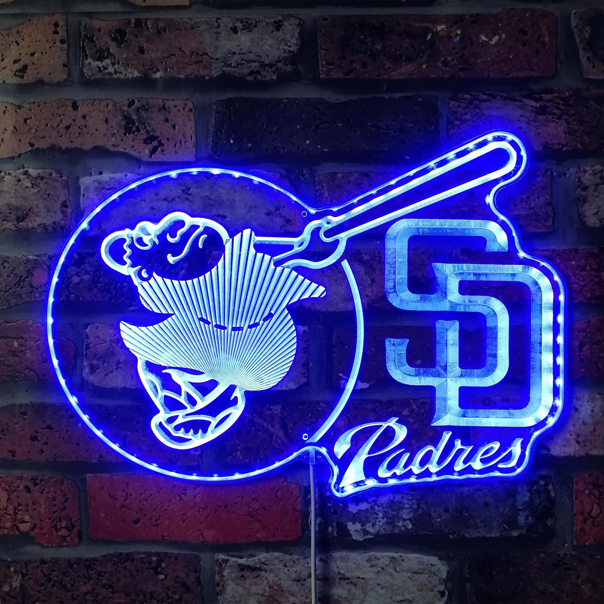 San Diego Padres Friar Swinging Bat Neon LED Sign with Dynamic RGB Colors - Image 4