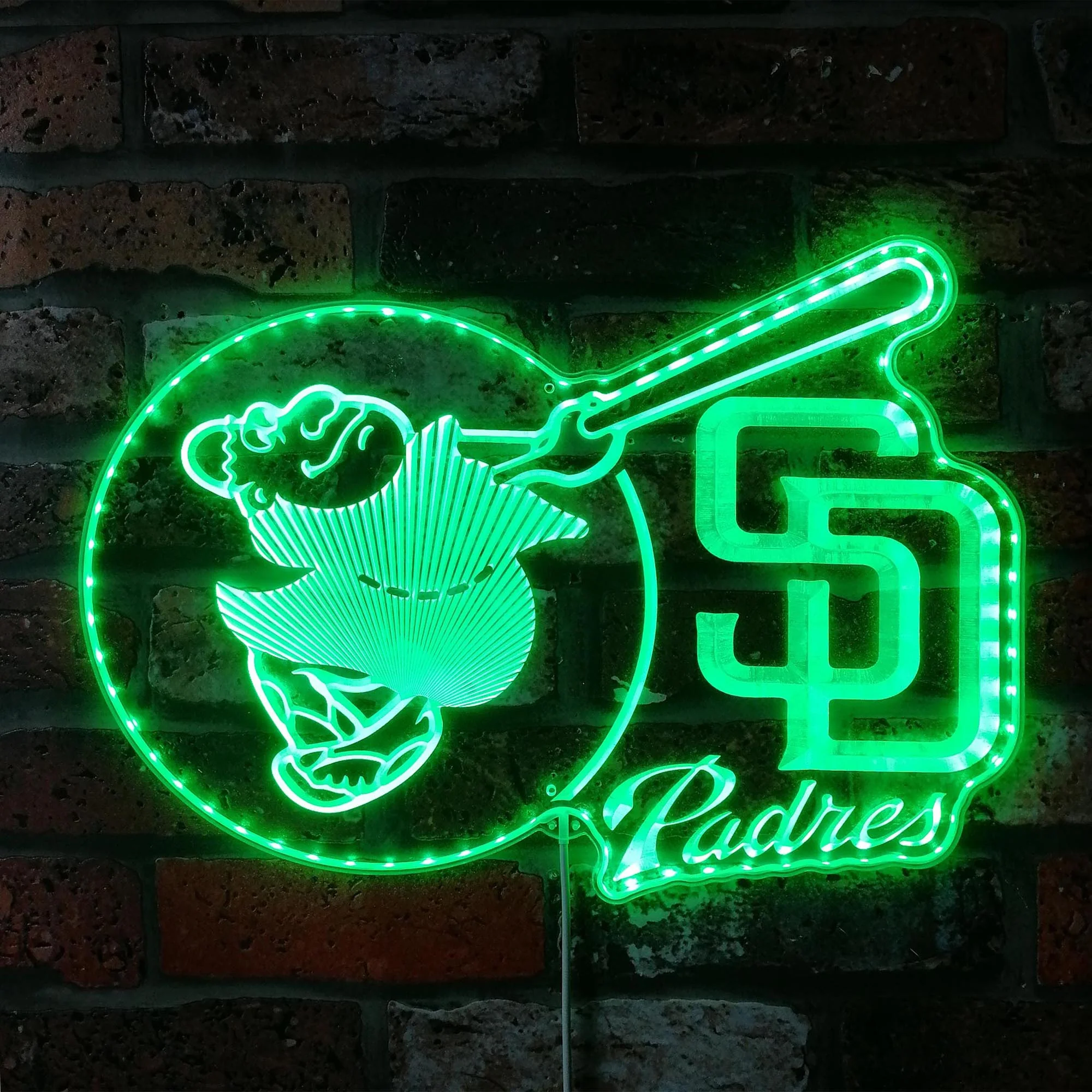 San Diego Padres Friar Swinging Bat Neon LED Sign with Dynamic RGB Colors - Image 6