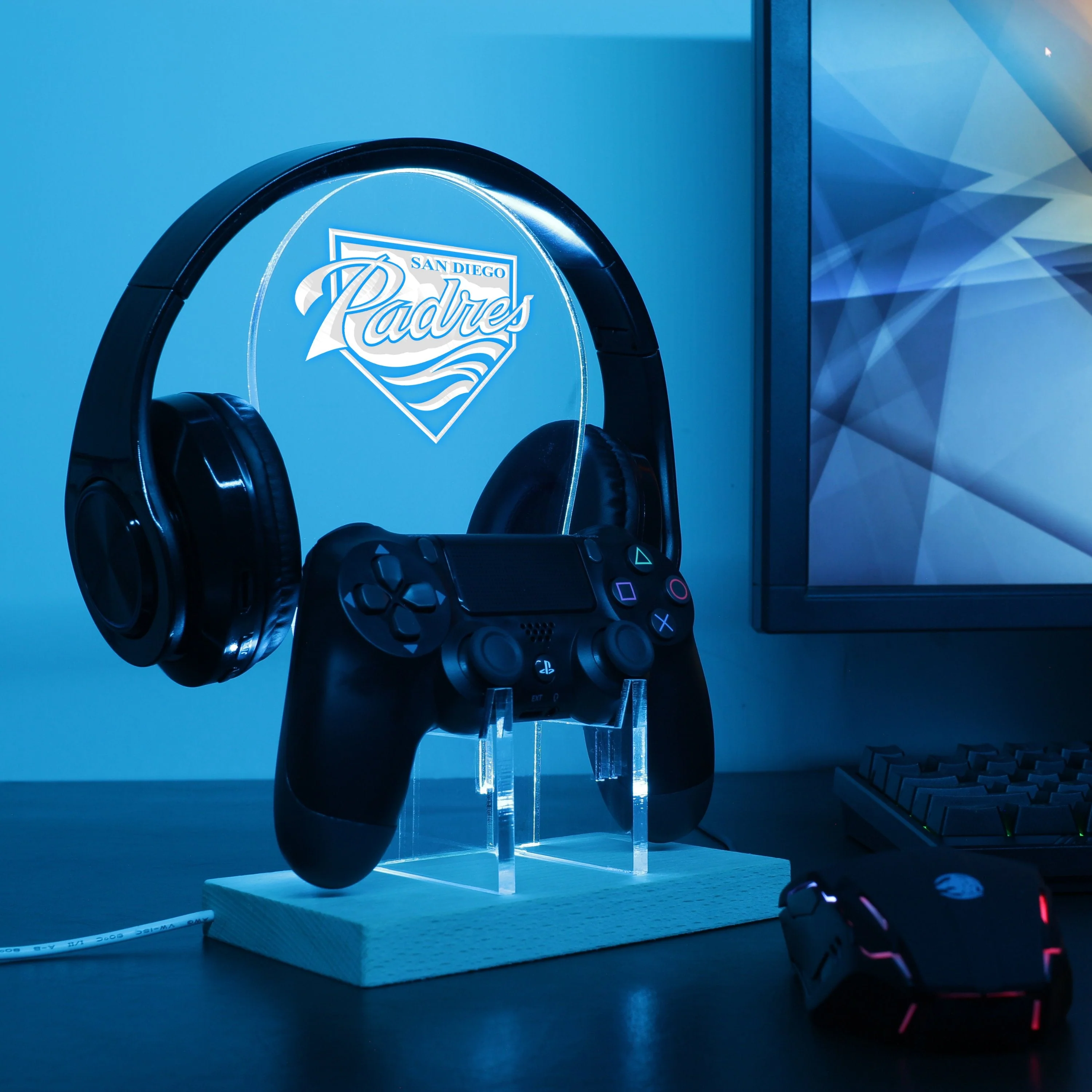 San Diego Padres LED Gaming Headset Controller Stand - Image 4