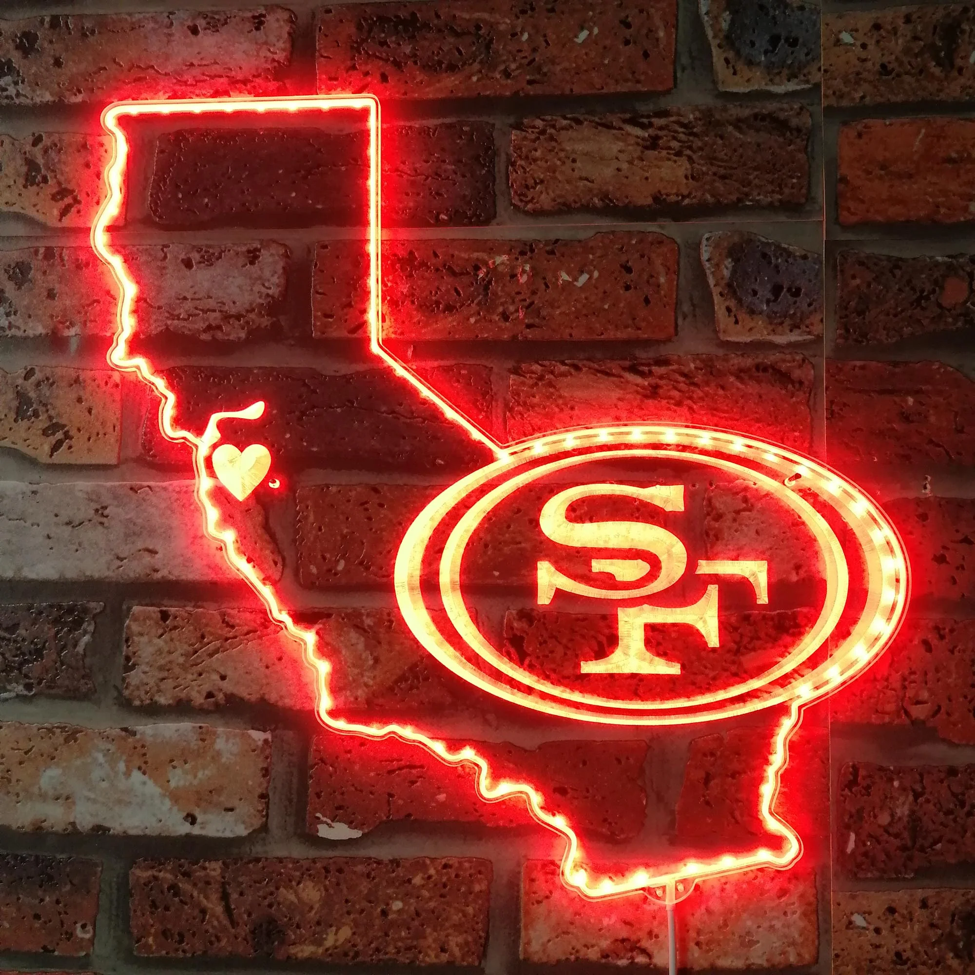San Francisco 49ers State Map Neon LED Sign with Dynamic RGB Colors