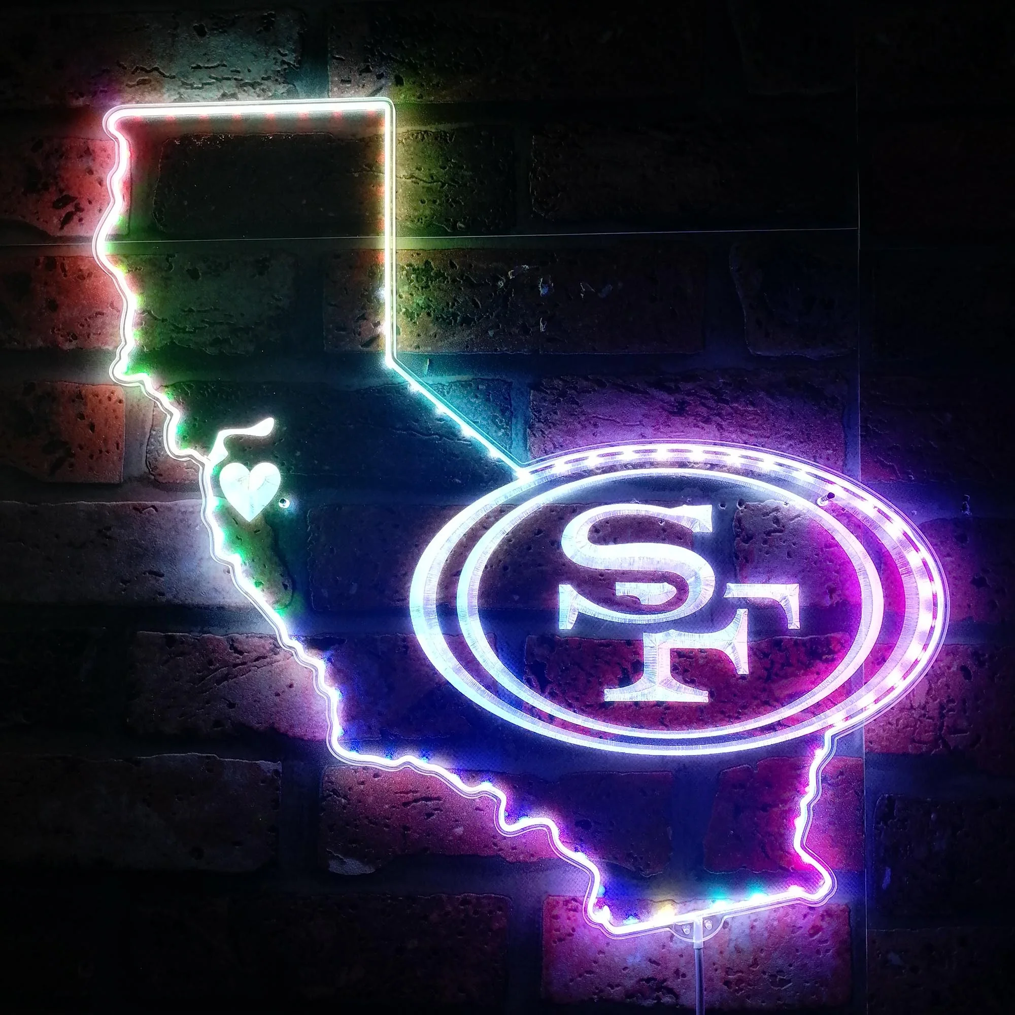 San Francisco 49ers State Map Neon LED Sign with Dynamic RGB Colors - Image 2