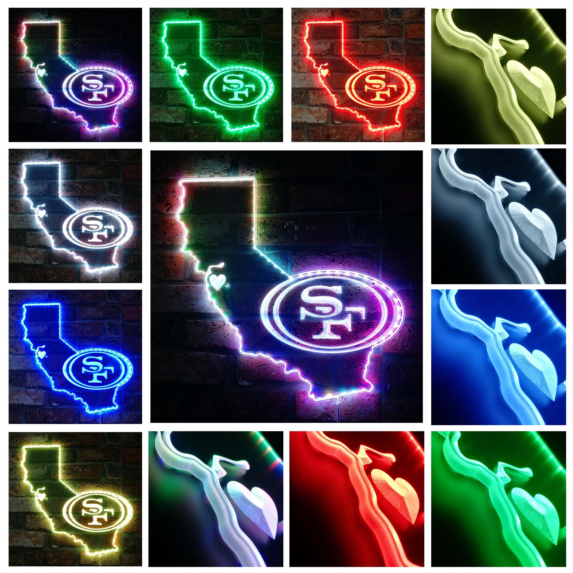 San Francisco 49ers State Map Neon LED Sign with Dynamic RGB Colors - Image 3
