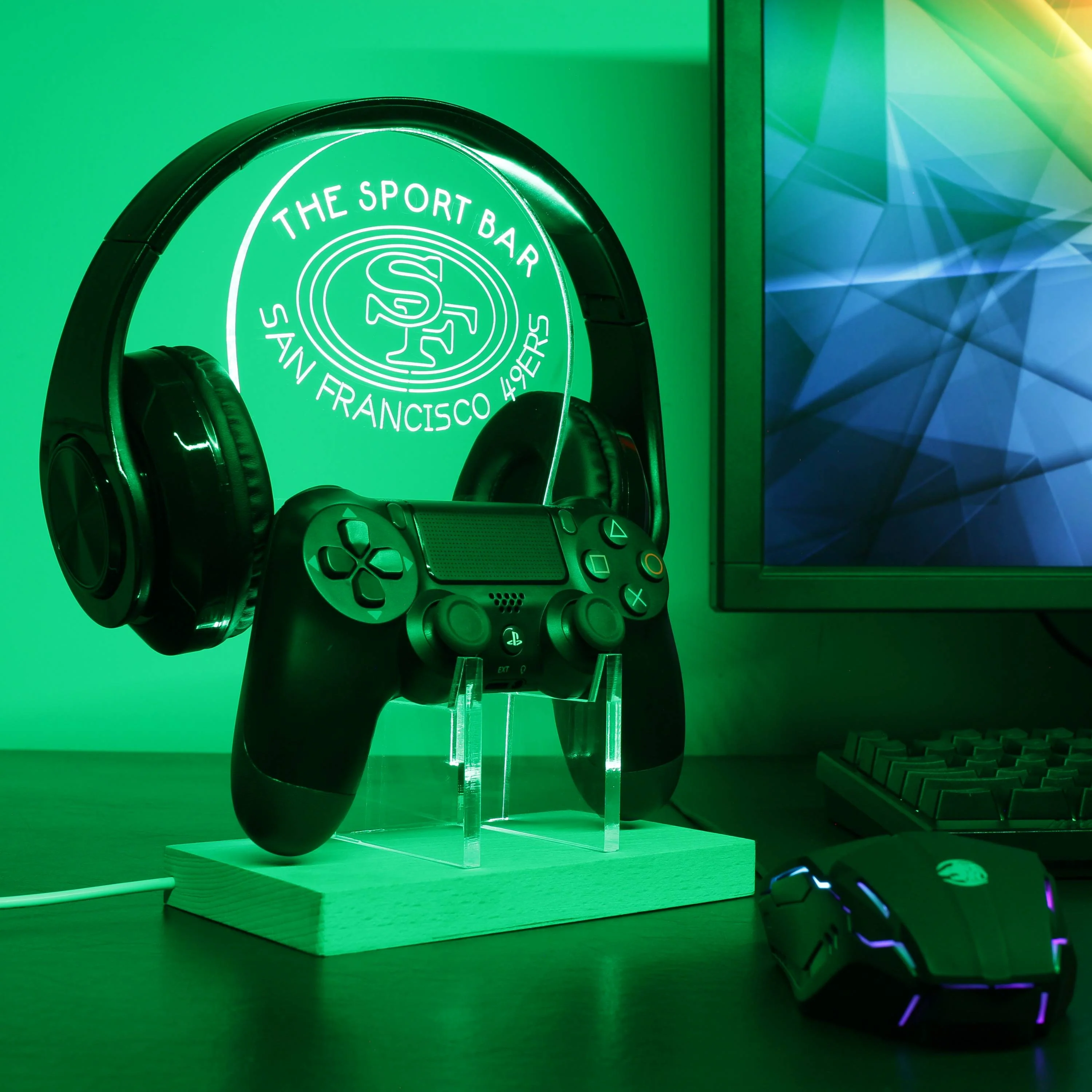 San Francisco 49ers Personalized RGB LED Gaming Headset Controller Stand - Image 6