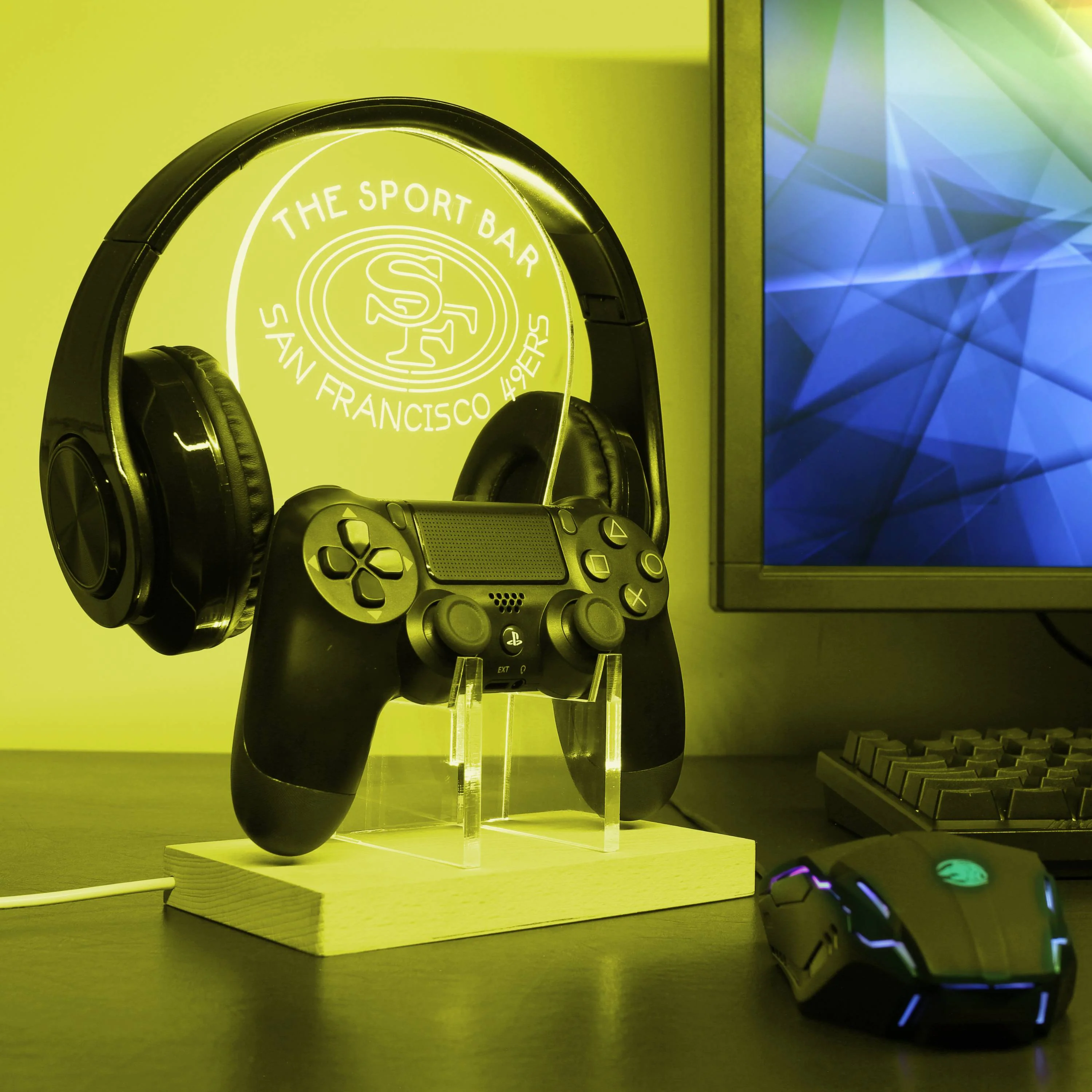 San Francisco 49ers Personalized RGB LED Gaming Headset Controller Stand - Image 7