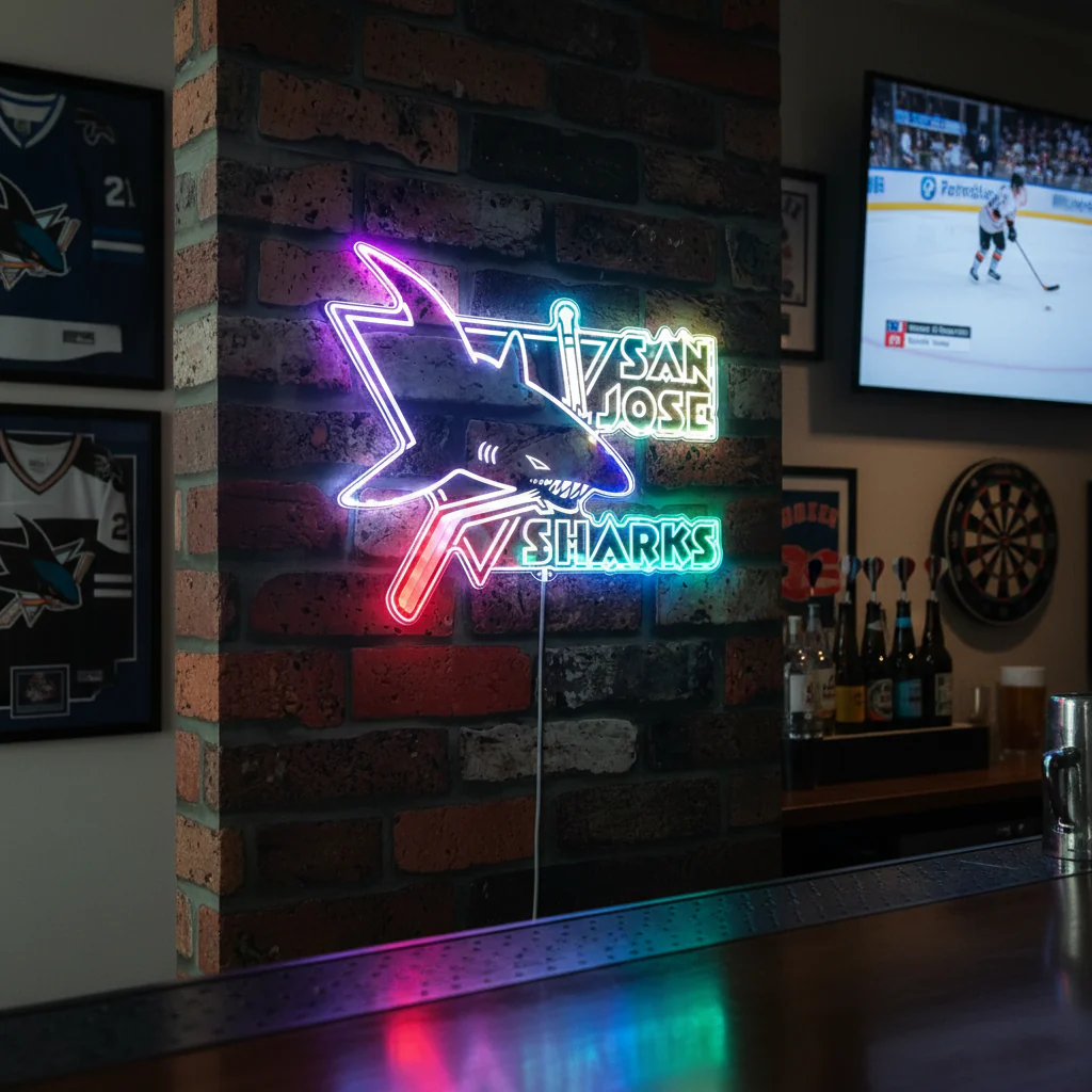 San Jose Sharks Neon LED Sign with Dynamic RGB Colors - Image 8