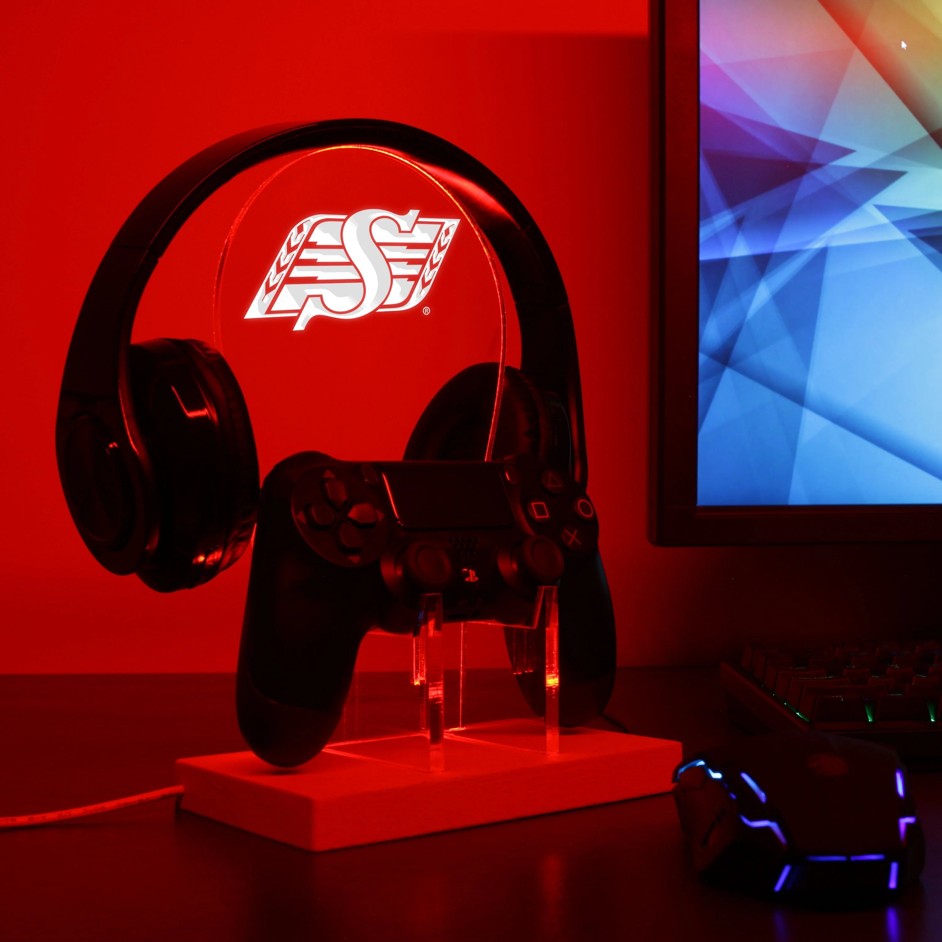 Saskatchewan Roughriders LED Gaming Headset Controller Stand - Image 4