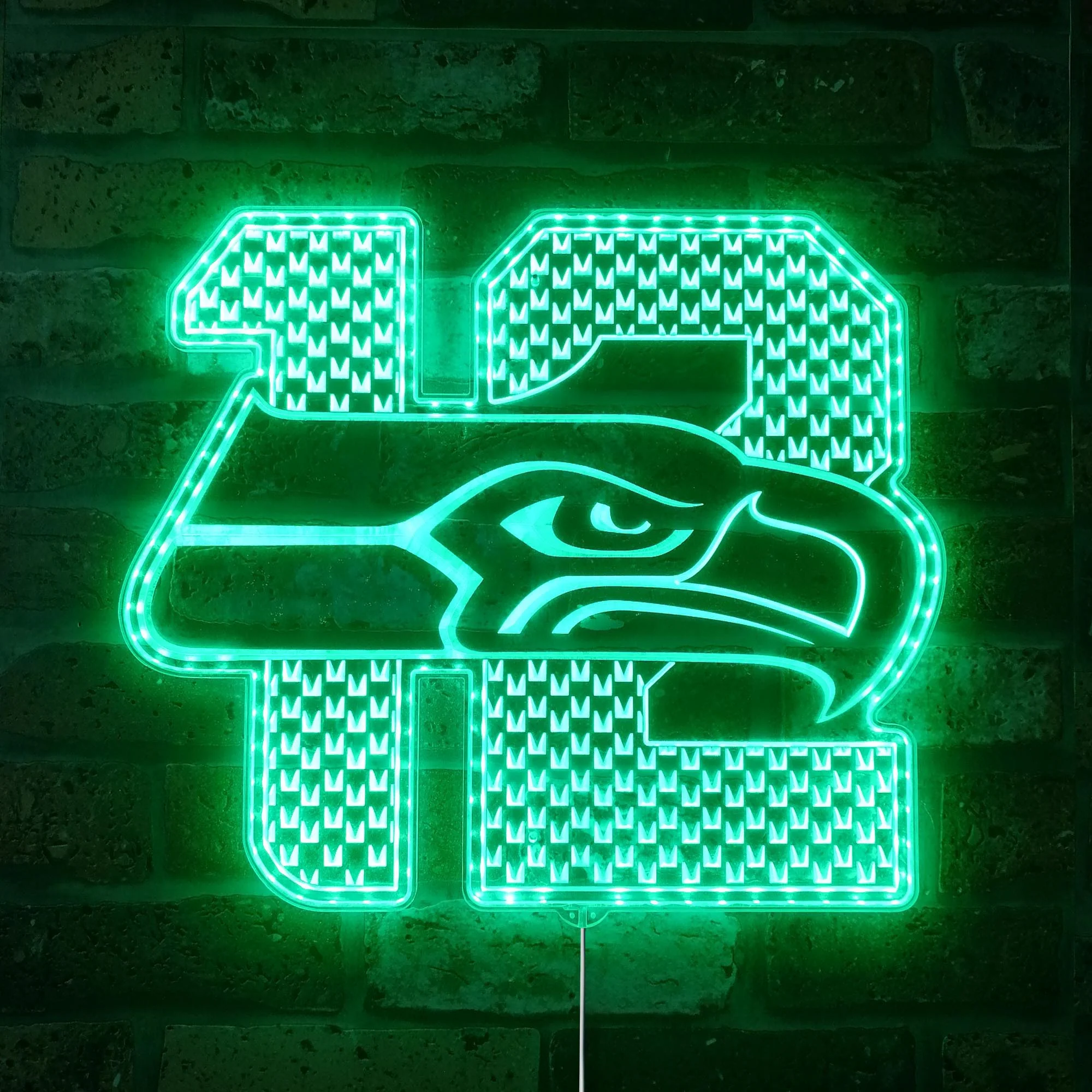 Seattle Seahawks 12th Man Neon LED Sign with Dynamic RGB Colors - Image 6
