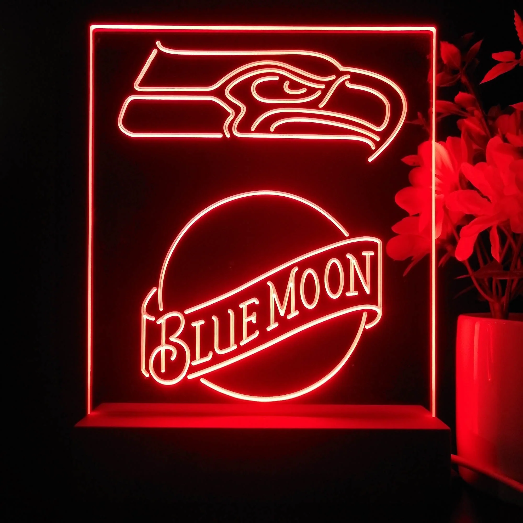 Seattle Seahawks Blue Moon Neon Sign Pub Bar Lamp - Image 4
