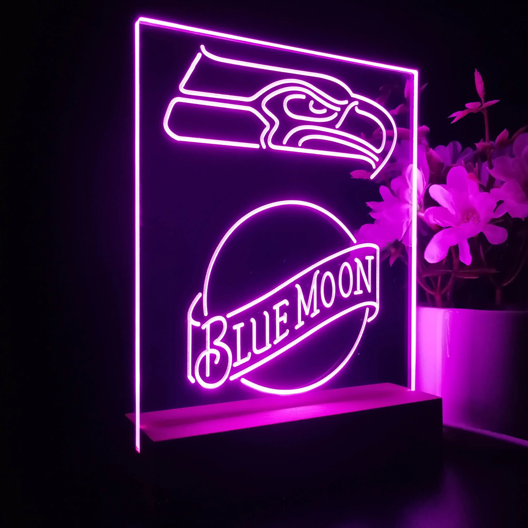 Seattle Seahawks Blue Moon Neon Sign Pub Bar Lamp - Image 6