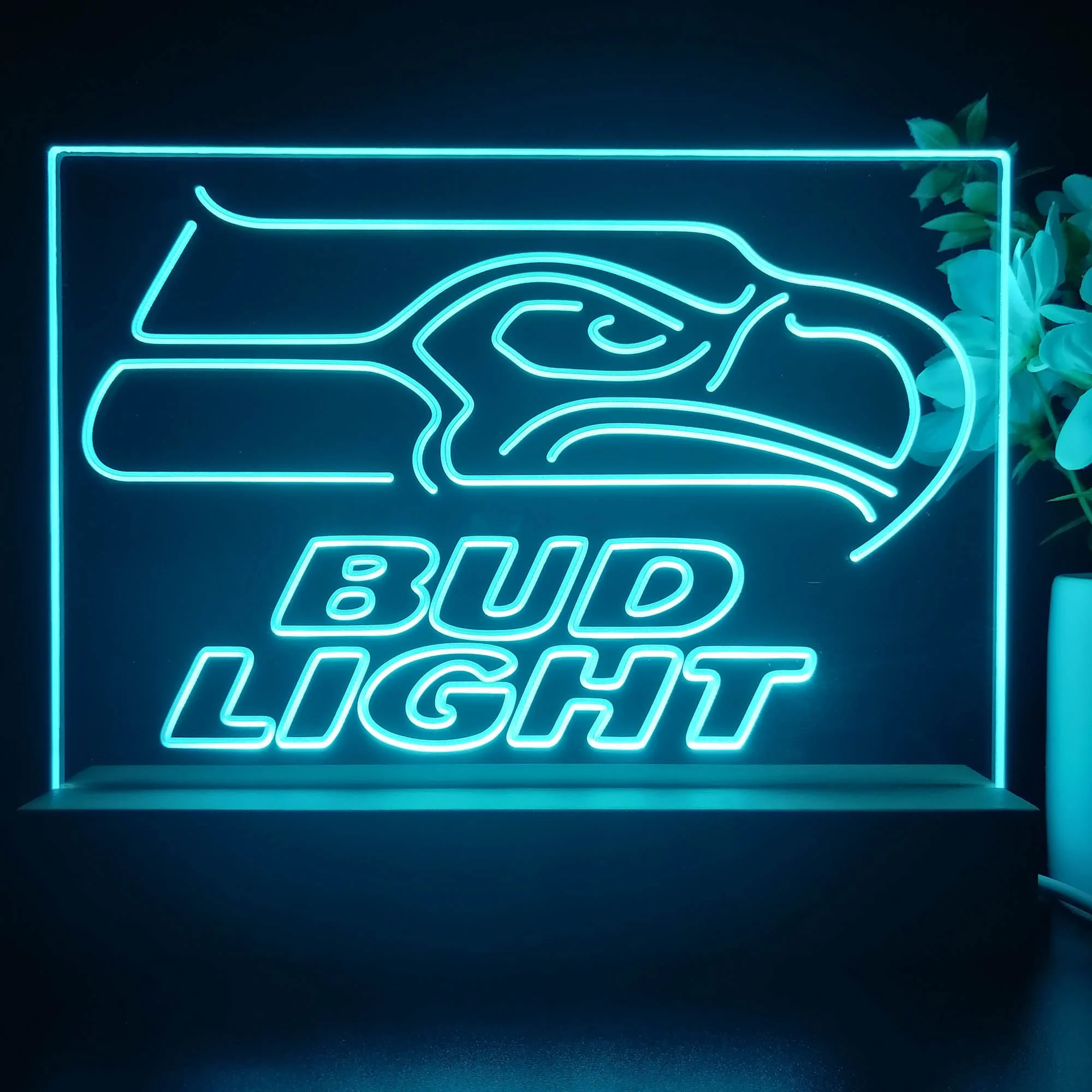 Seattle Seahawks Bud Light 3D Illusion Night Light Desk Lamp - Image 2