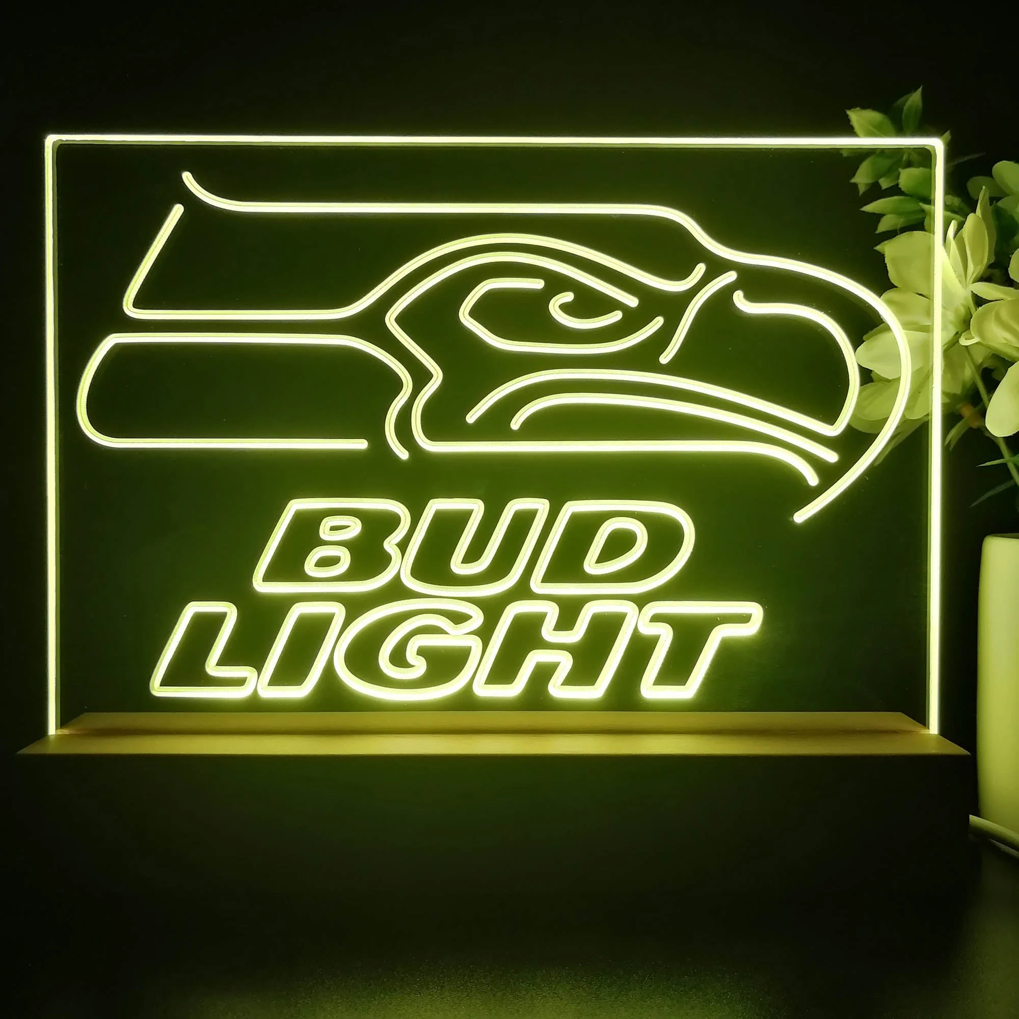 Seattle Seahawks Bud Light 3D Illusion Night Light Desk Lamp - Image 3