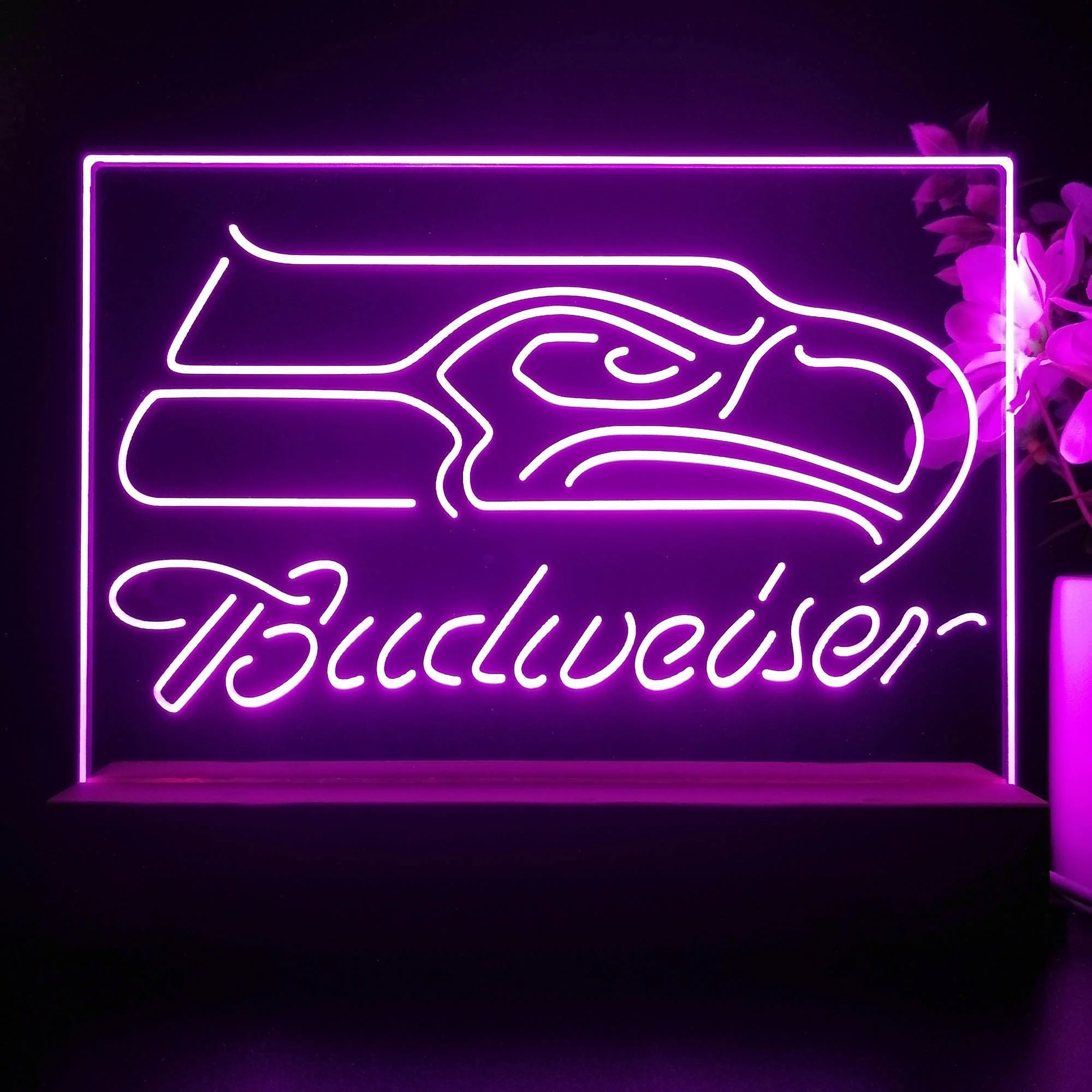 Seattle Seahawks Budweiser 3D Illusion Night Light Desk Lamp - Image 3