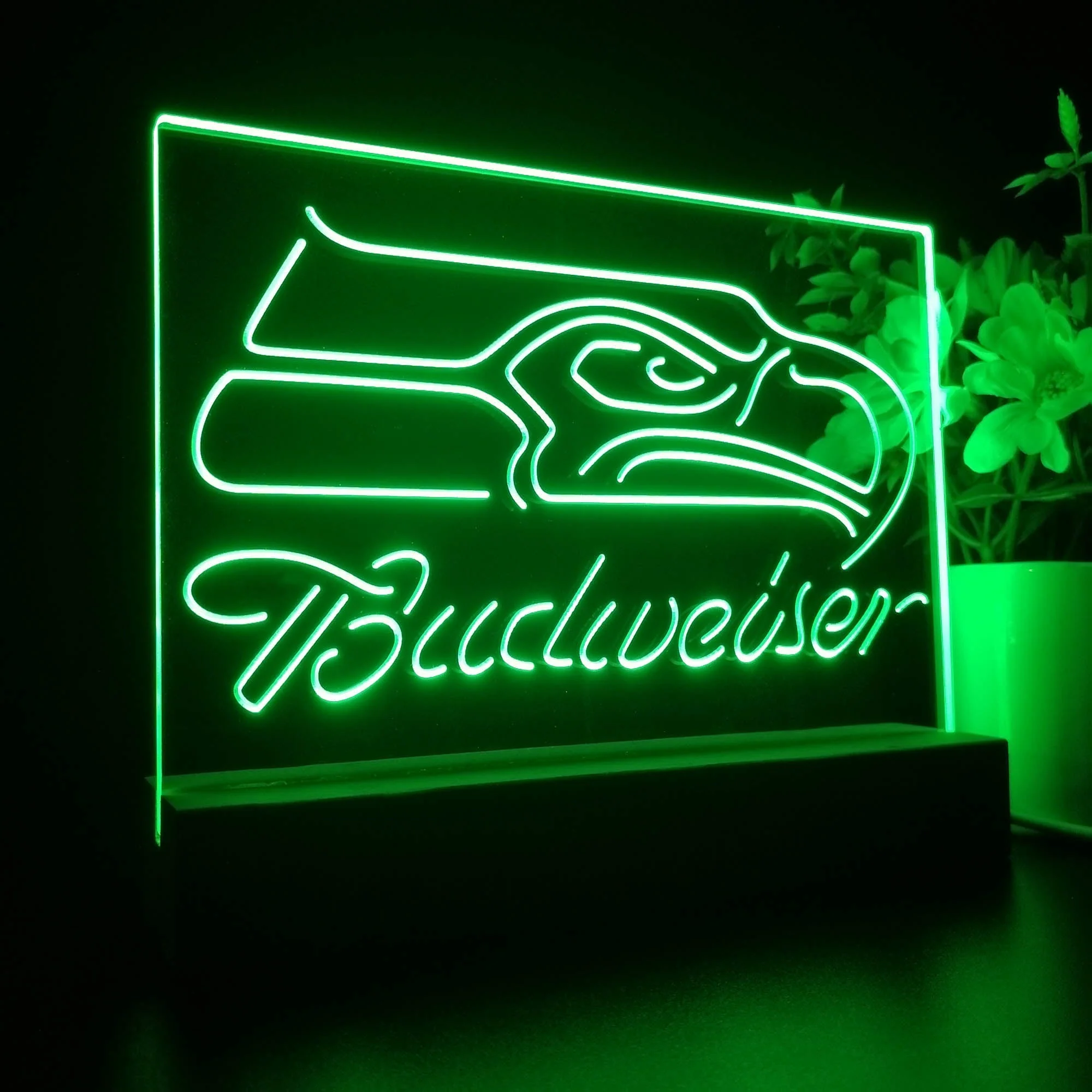 Seattle Seahawks Budweiser 3D Illusion Night Light Desk Lamp - Image 6