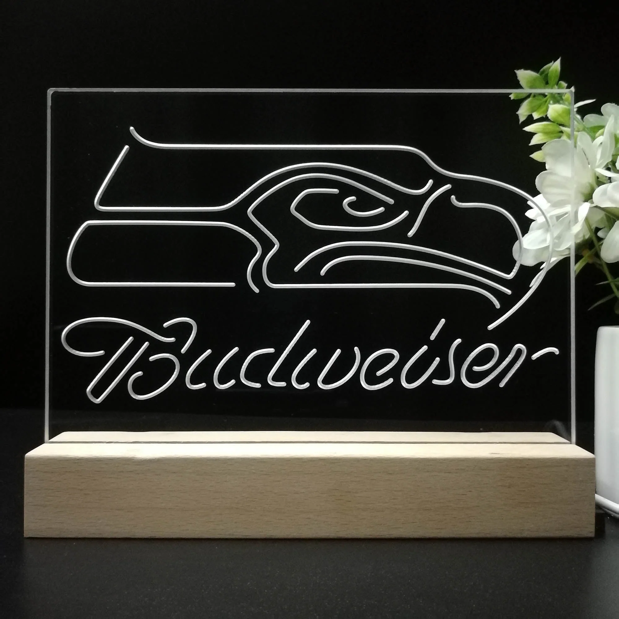 Seattle Seahawks Budweiser 3D Illusion Night Light Desk Lamp - Image 8