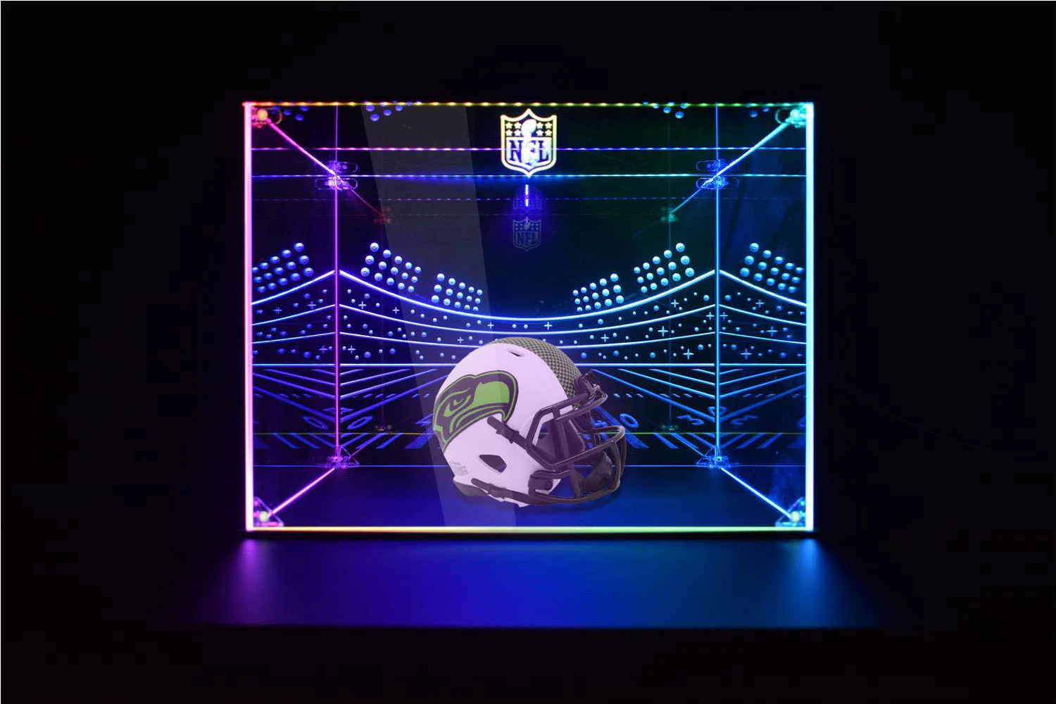Seattle Seahawks Football Helmet LED Light Display Case | Football Memorabilia Collectibles Display - Image 4