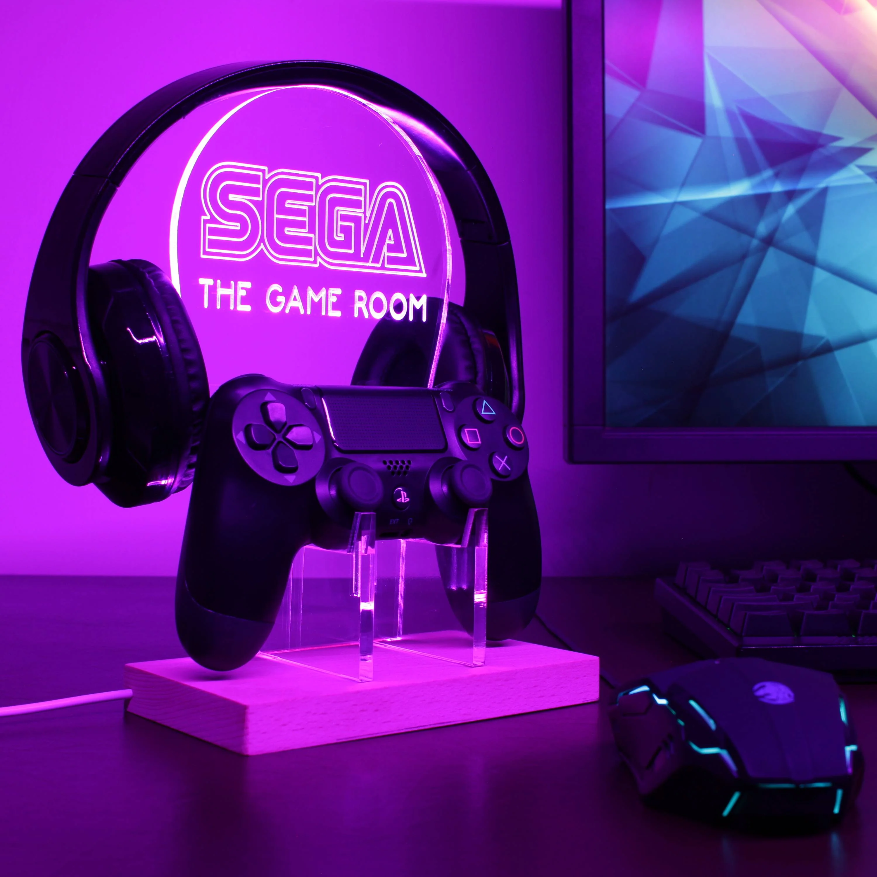 Sega Custom Game Room RGB LED Gaming Headset Controller Stand - Image 3