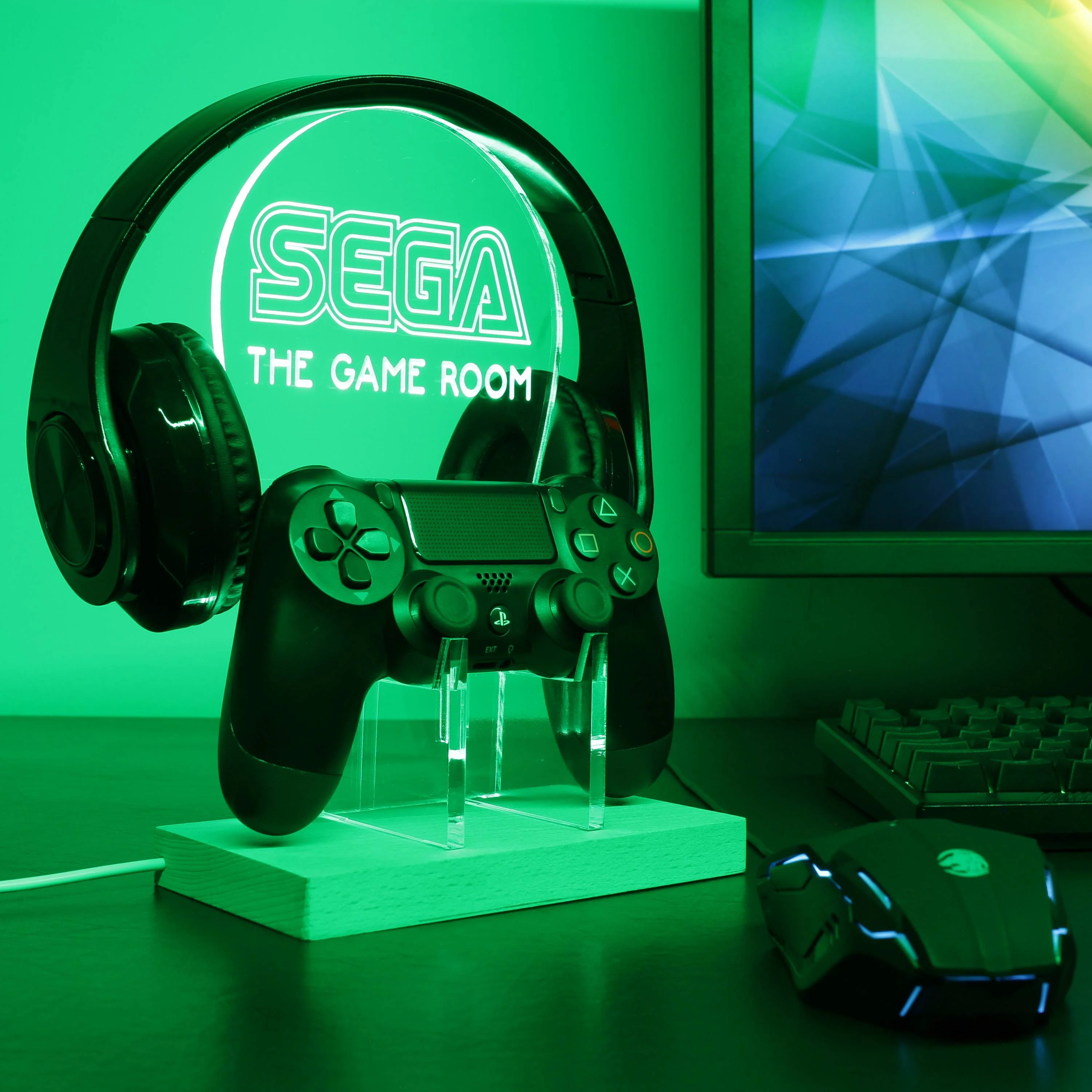 Sega Custom Game Room RGB LED Gaming Headset Controller Stand - Image 4