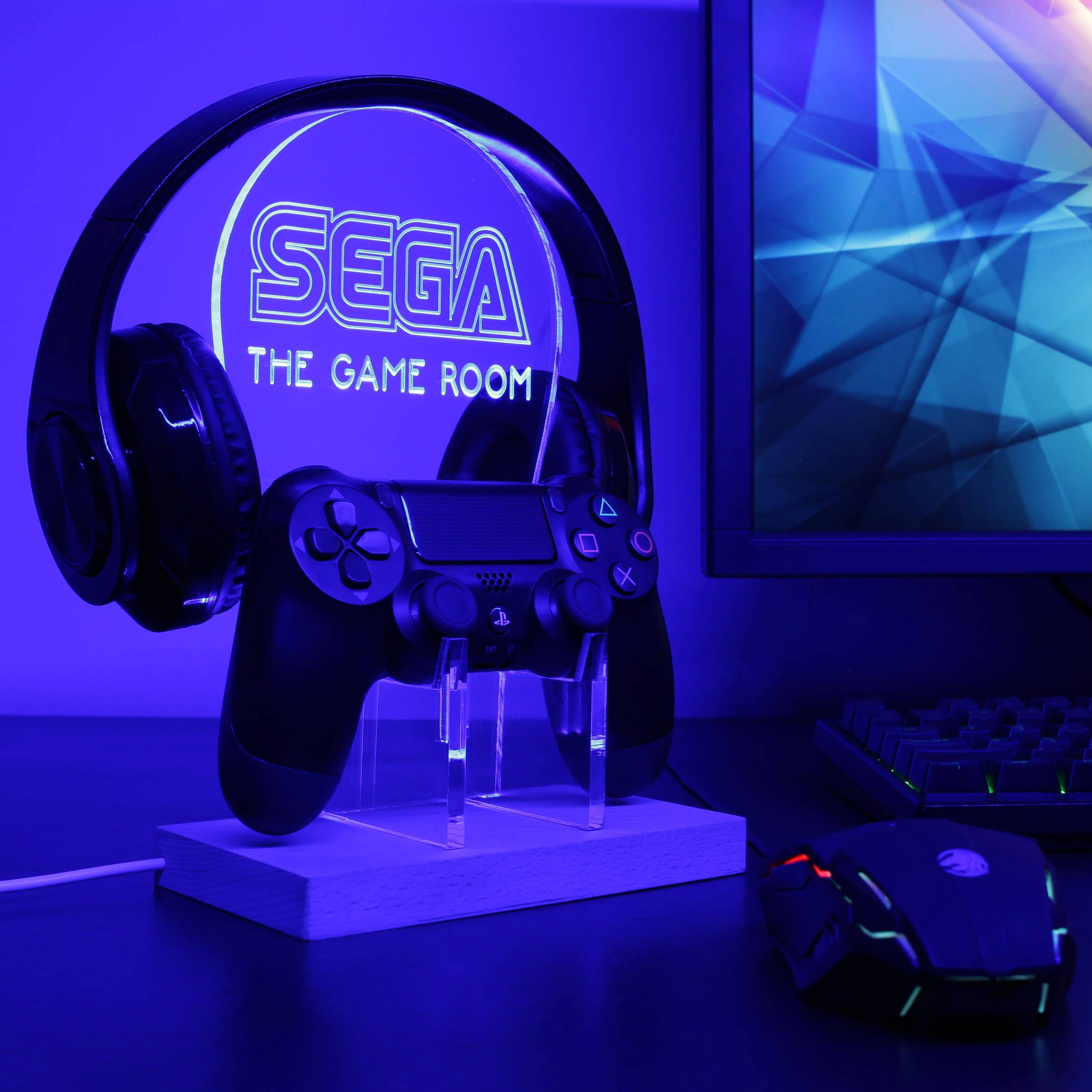 Sega Custom Game Room RGB LED Gaming Headset Controller Stand - Image 5