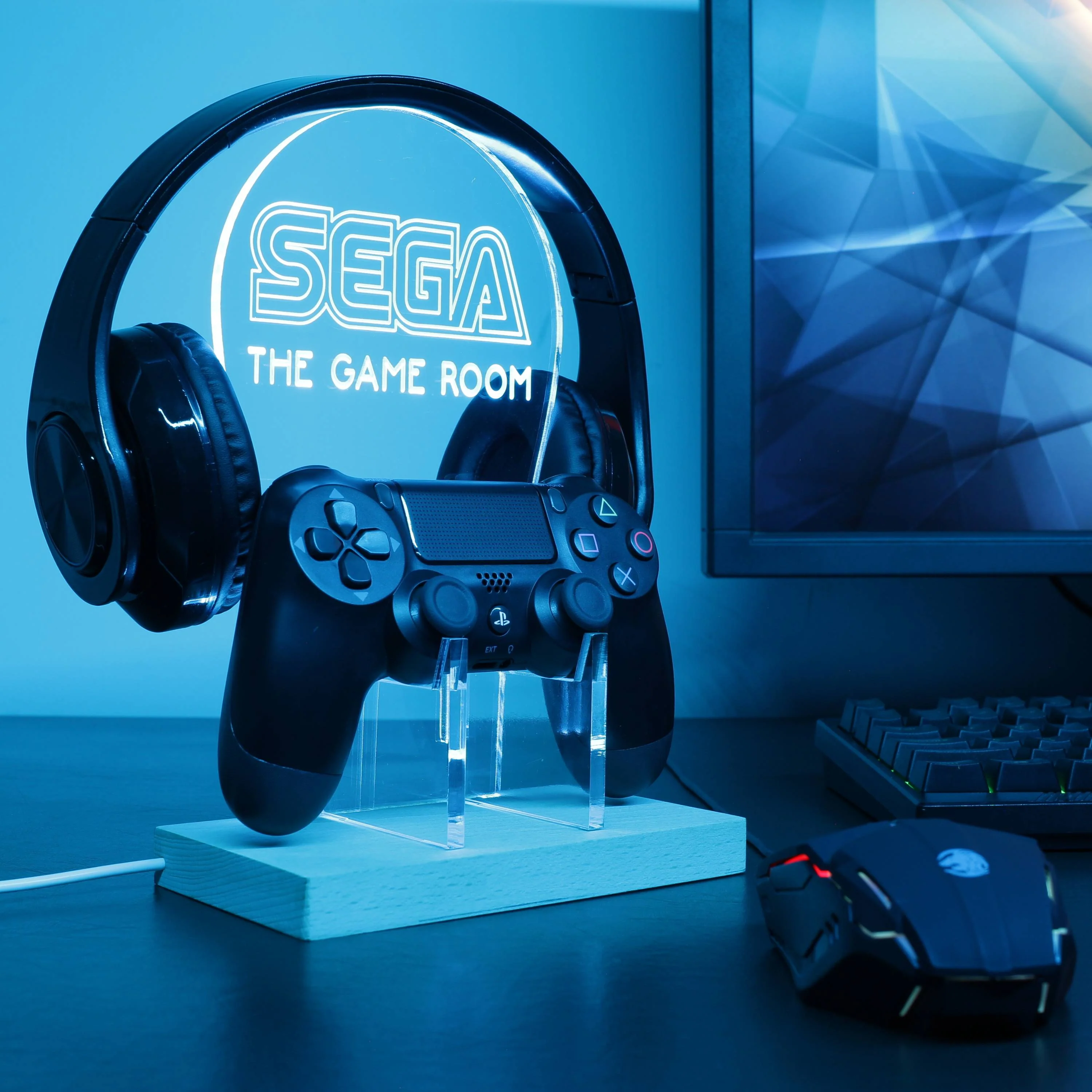 Sega Custom Game Room RGB LED Gaming Headset Controller Stand - Image 6