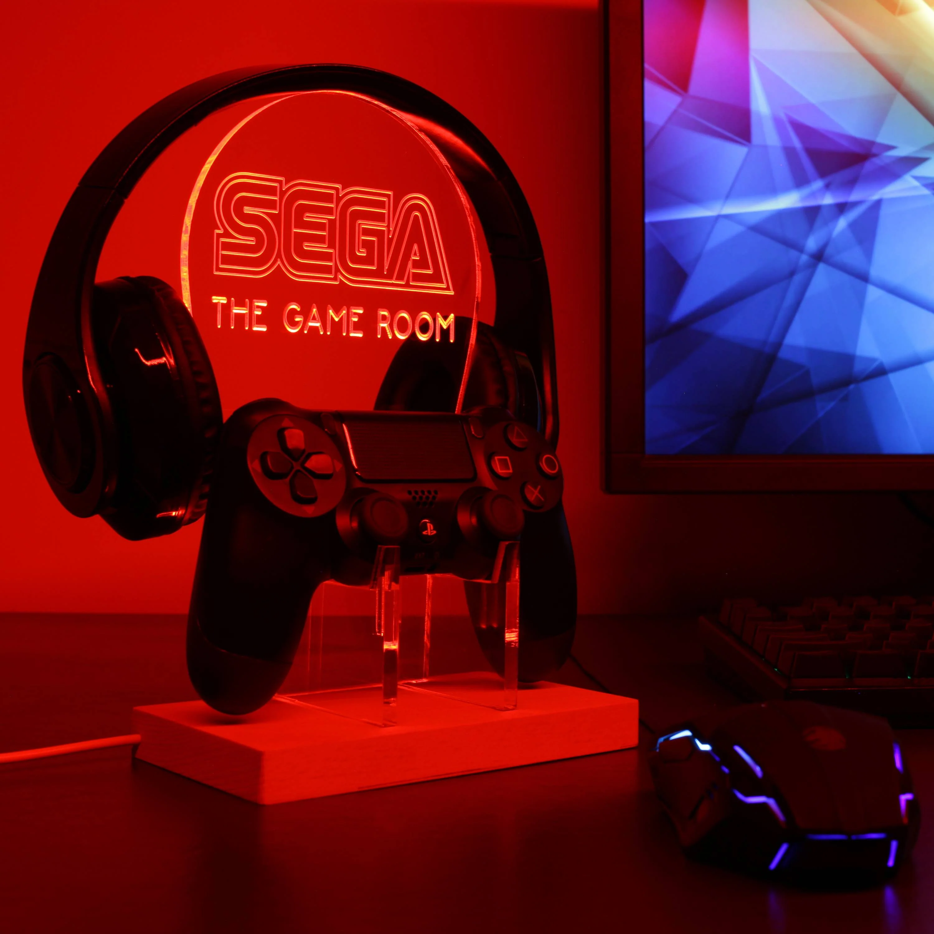 Sega Custom Game Room RGB LED Gaming Headset Controller Stand - Image 7