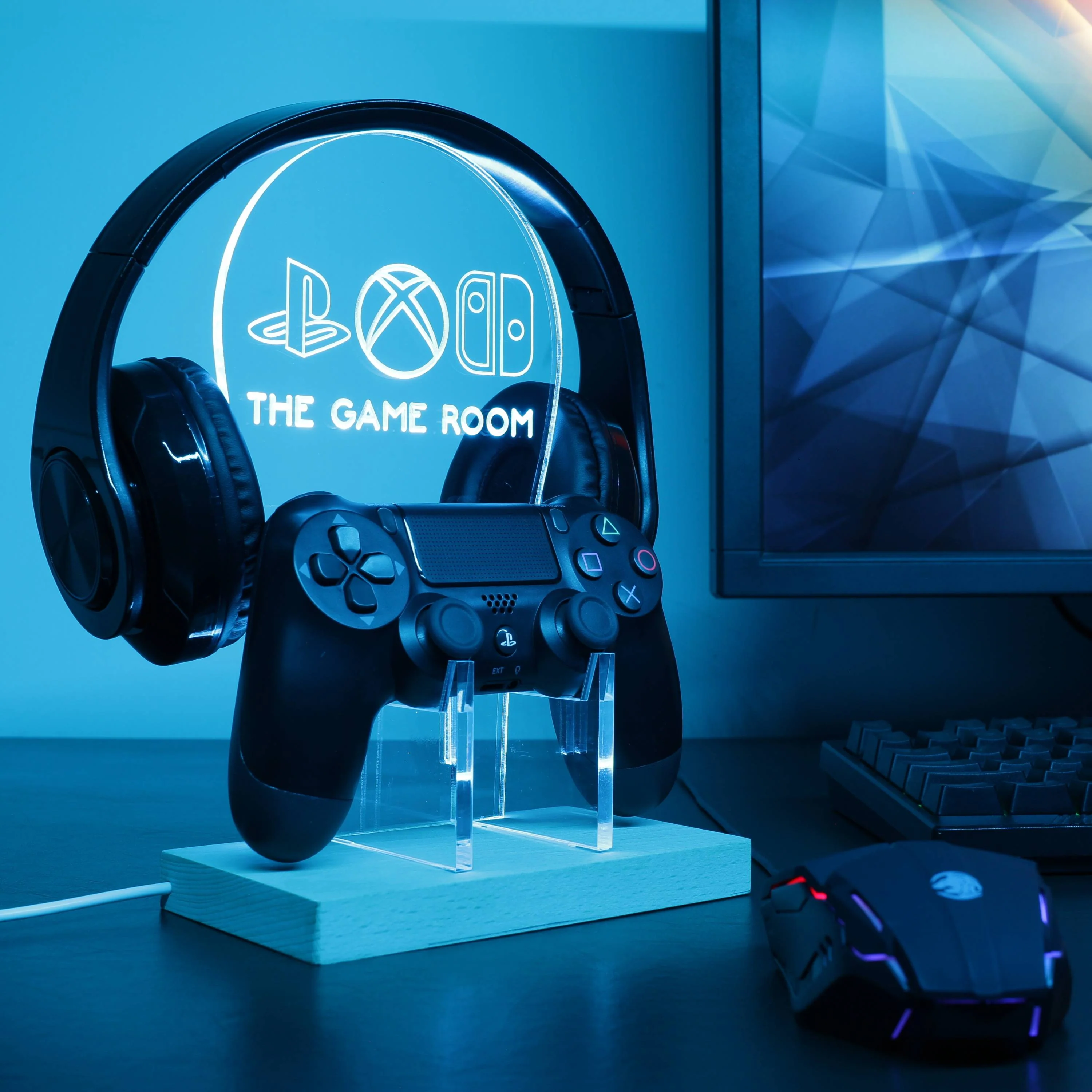 Personalized Video Game Room LED Headset Controller Stand - Image 4