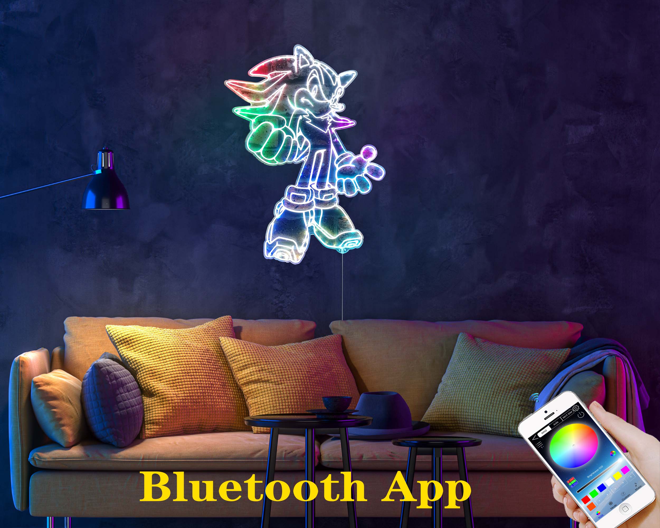 Shadow the Hedgehog Sonic Neon LED Sign with Dynamic RGB Colors - Image 8