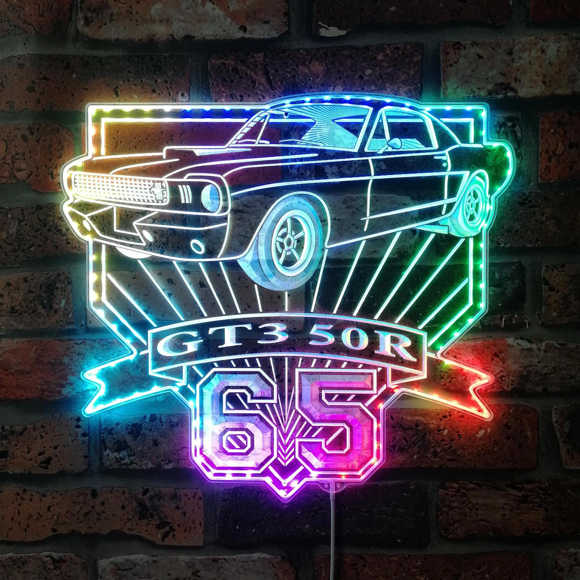 Shelby Mustang GT350R 1965 Neon LED Sign with Dynamic RGB Colors