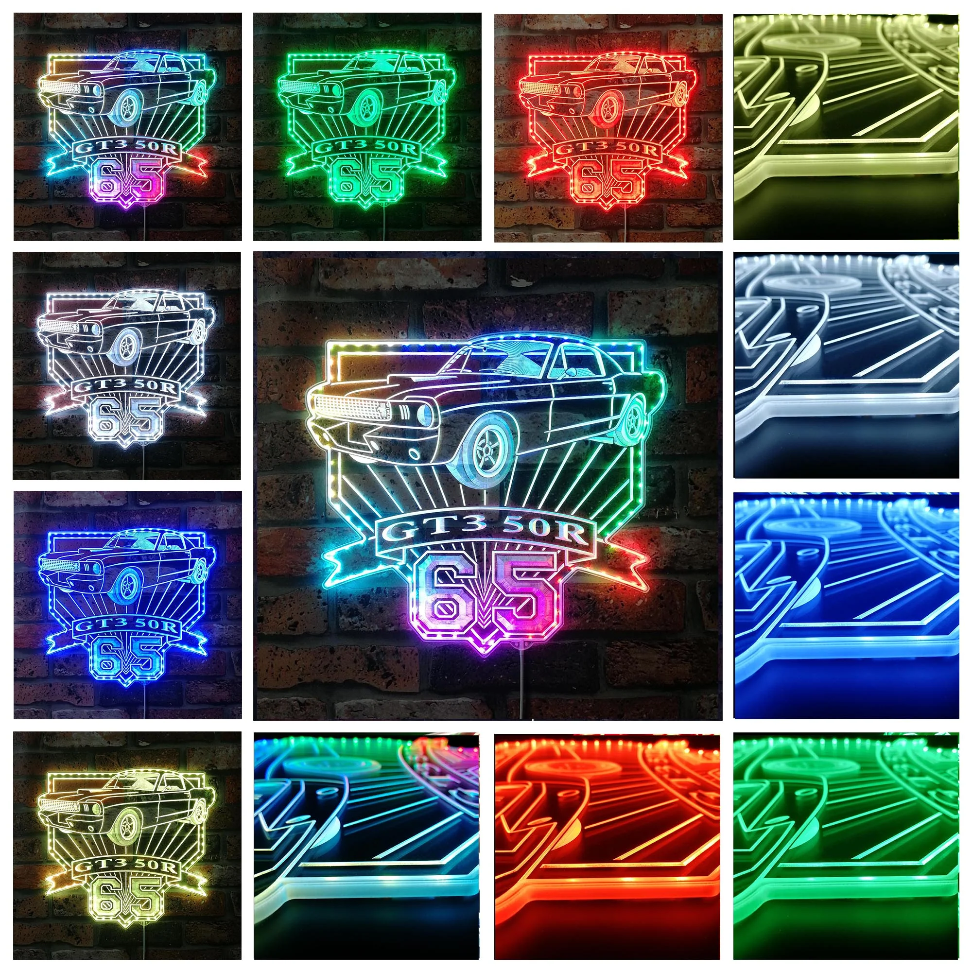 Shelby Mustang GT350R 1965 Neon LED Sign with Dynamic RGB Colors - Image 2