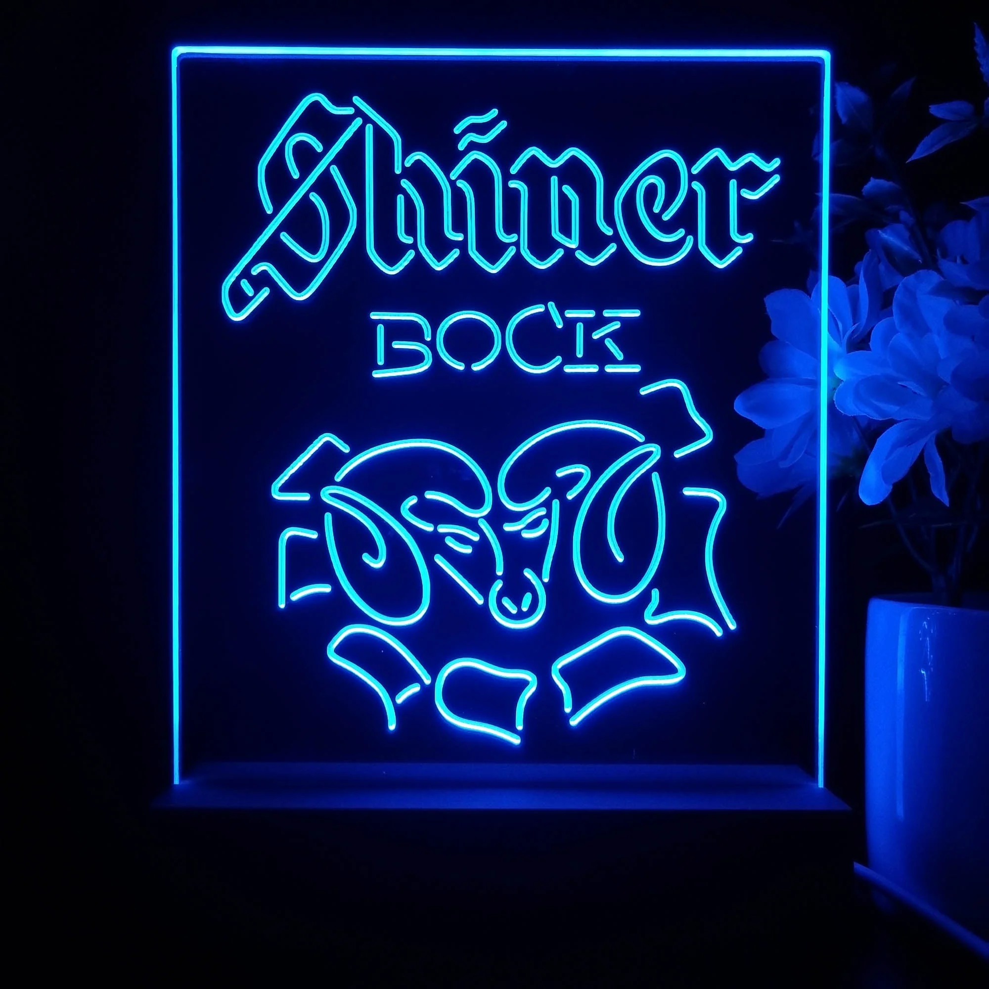 Shiner Bock Ram Beer Night Light Neon Pub Bar Lamp