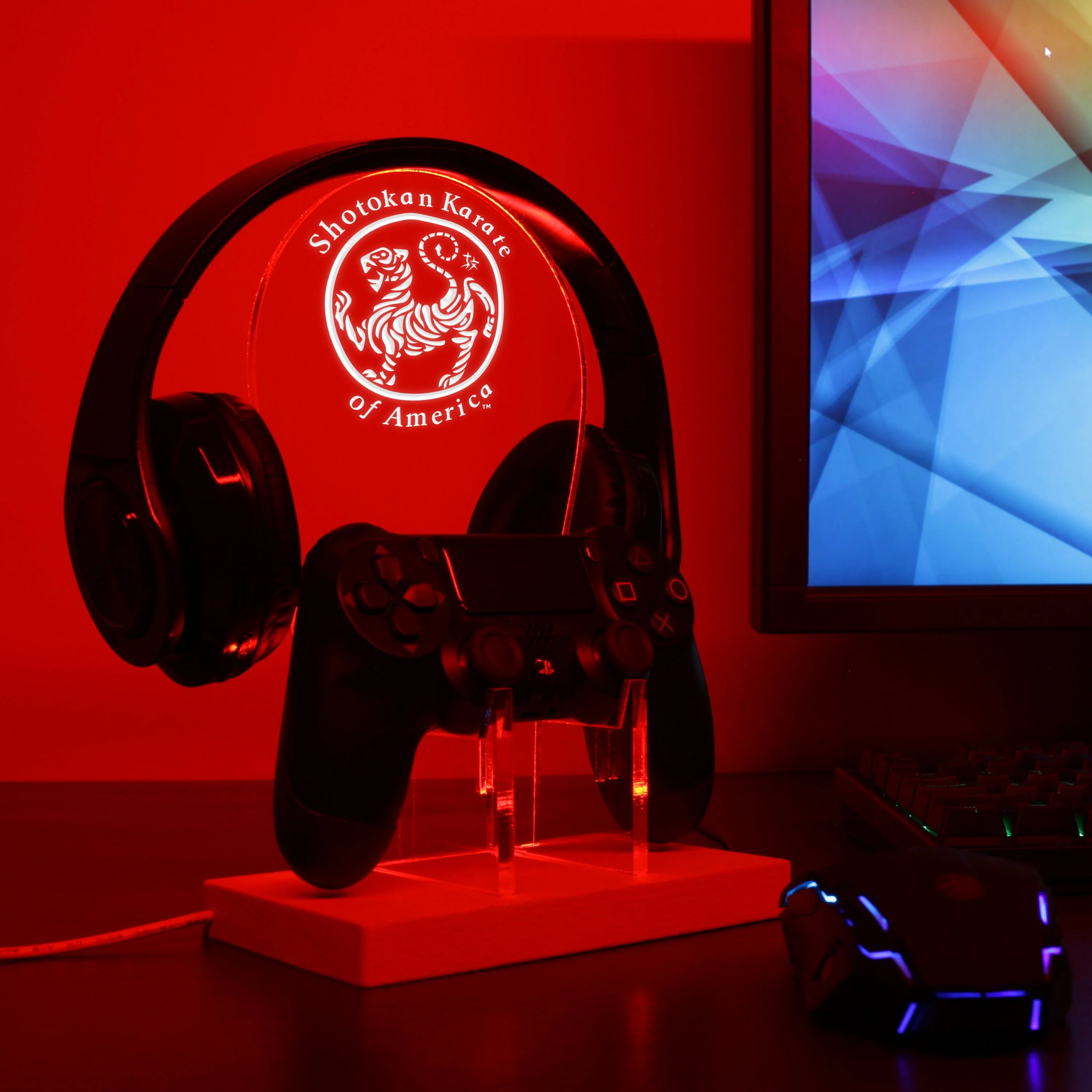 Shotokan Karate Tiger Kumite LED Gaming Headset Controller Stand - Image 3