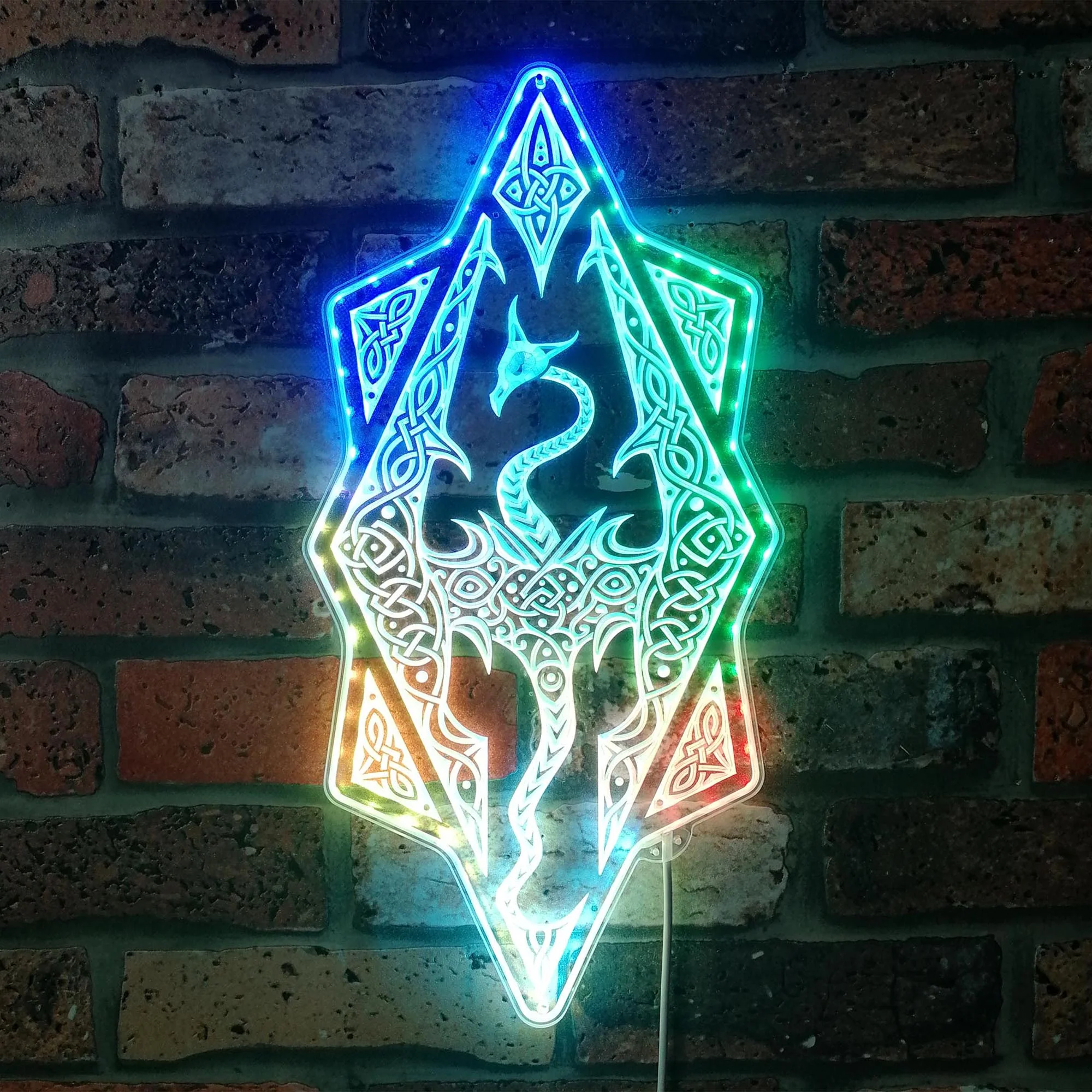 Elder Scroll Skyrim Dragon Neon LED Sign with Dynamic RGB Colors - Image 2