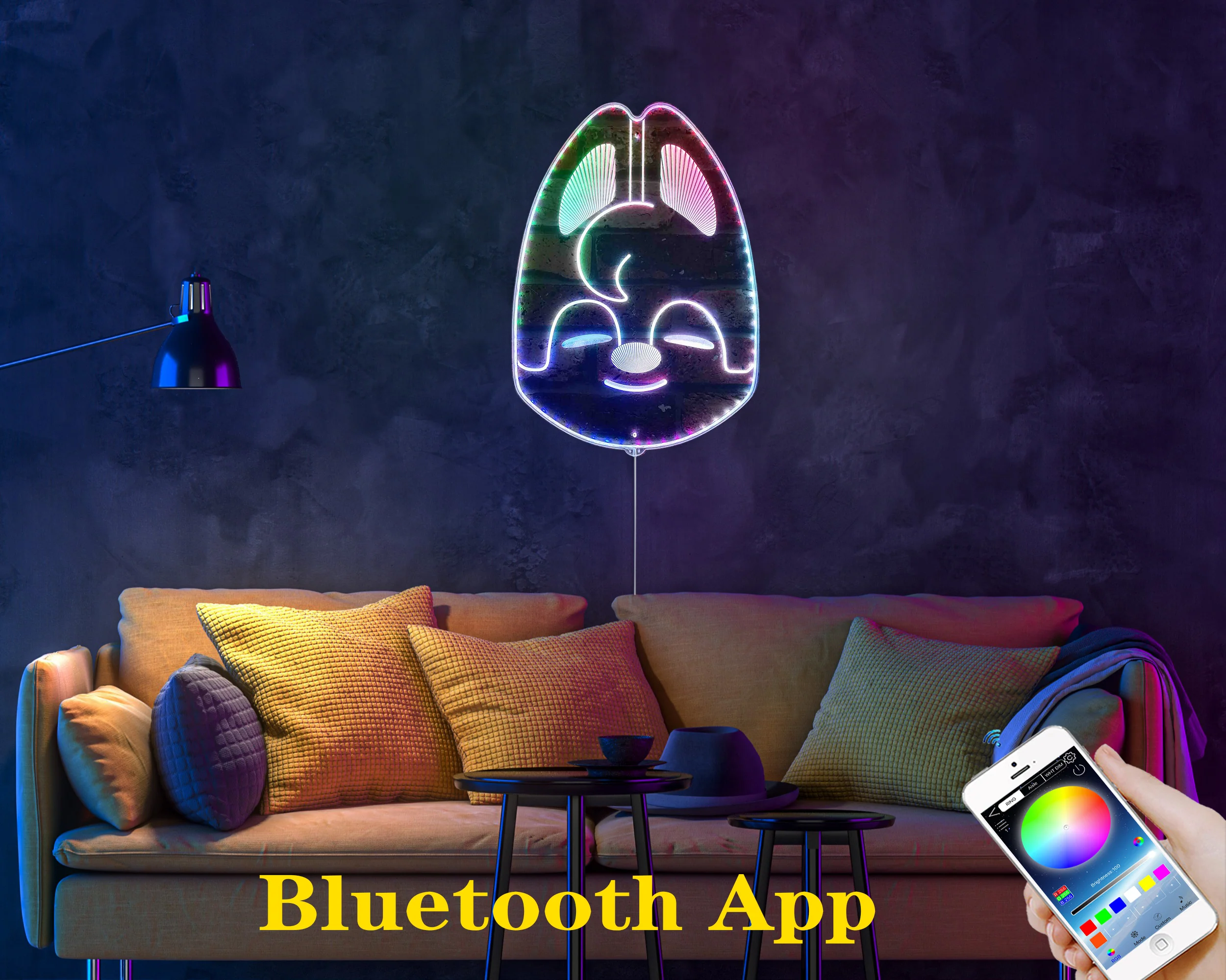 Skzoo Wolf Chan Neon LED Sign with Dynamic RGB Colors - Image 7