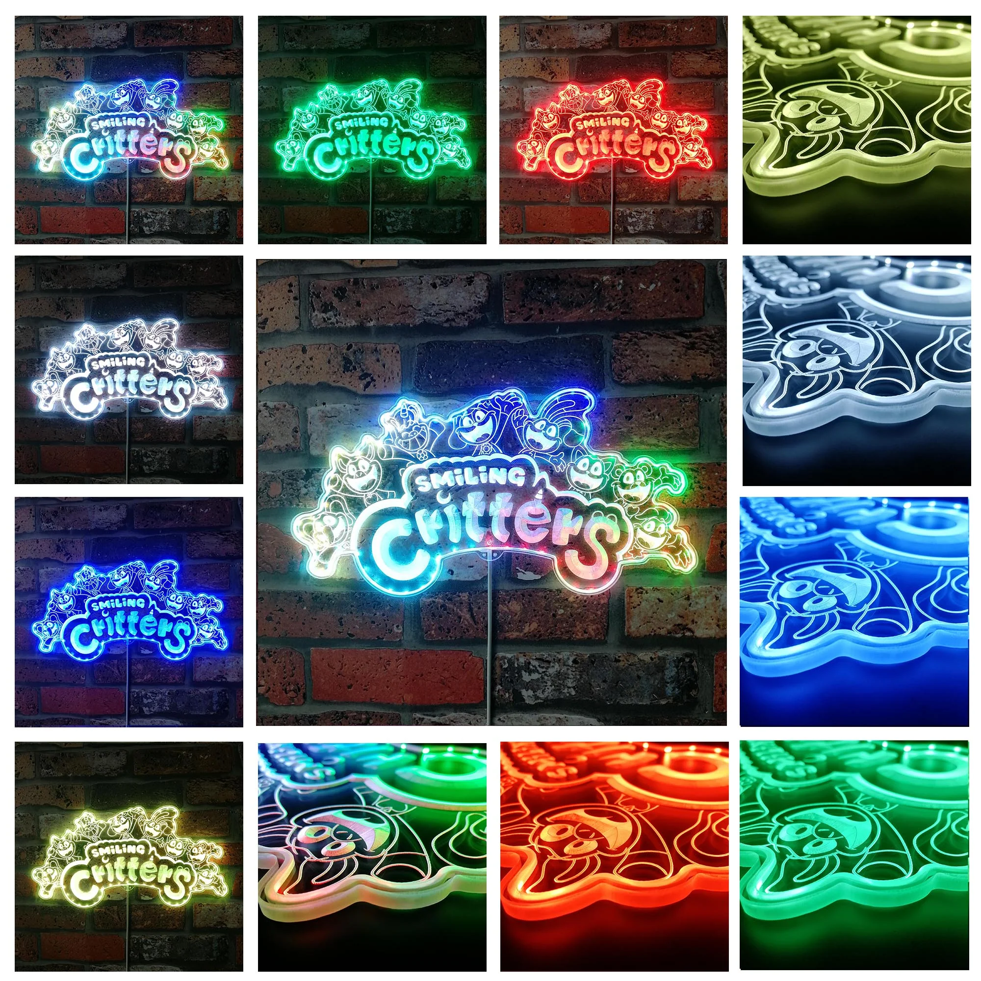 Smiling Critters Neon LED Sign with Dynamic RGB Colors - Image 2