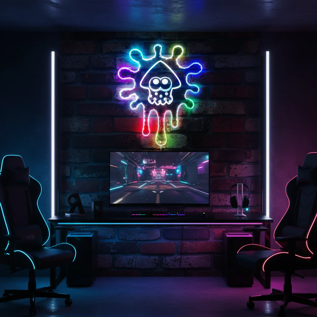Splatoon Squid Cartoon Neon LED Sign with Dynamic RGB Colors - Image 8