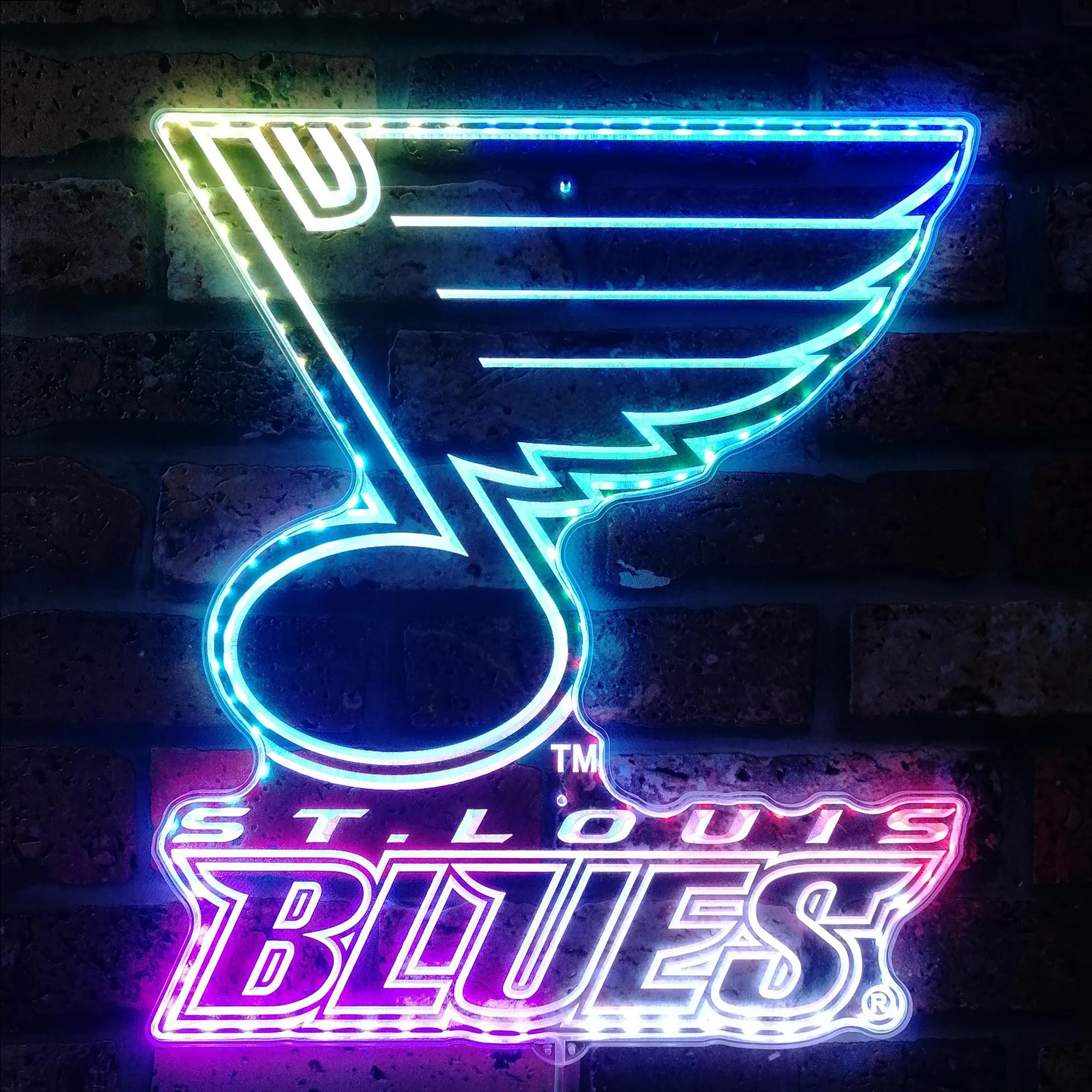 St Louis Blue Neon LED Sign with Dynamic RGB Colors