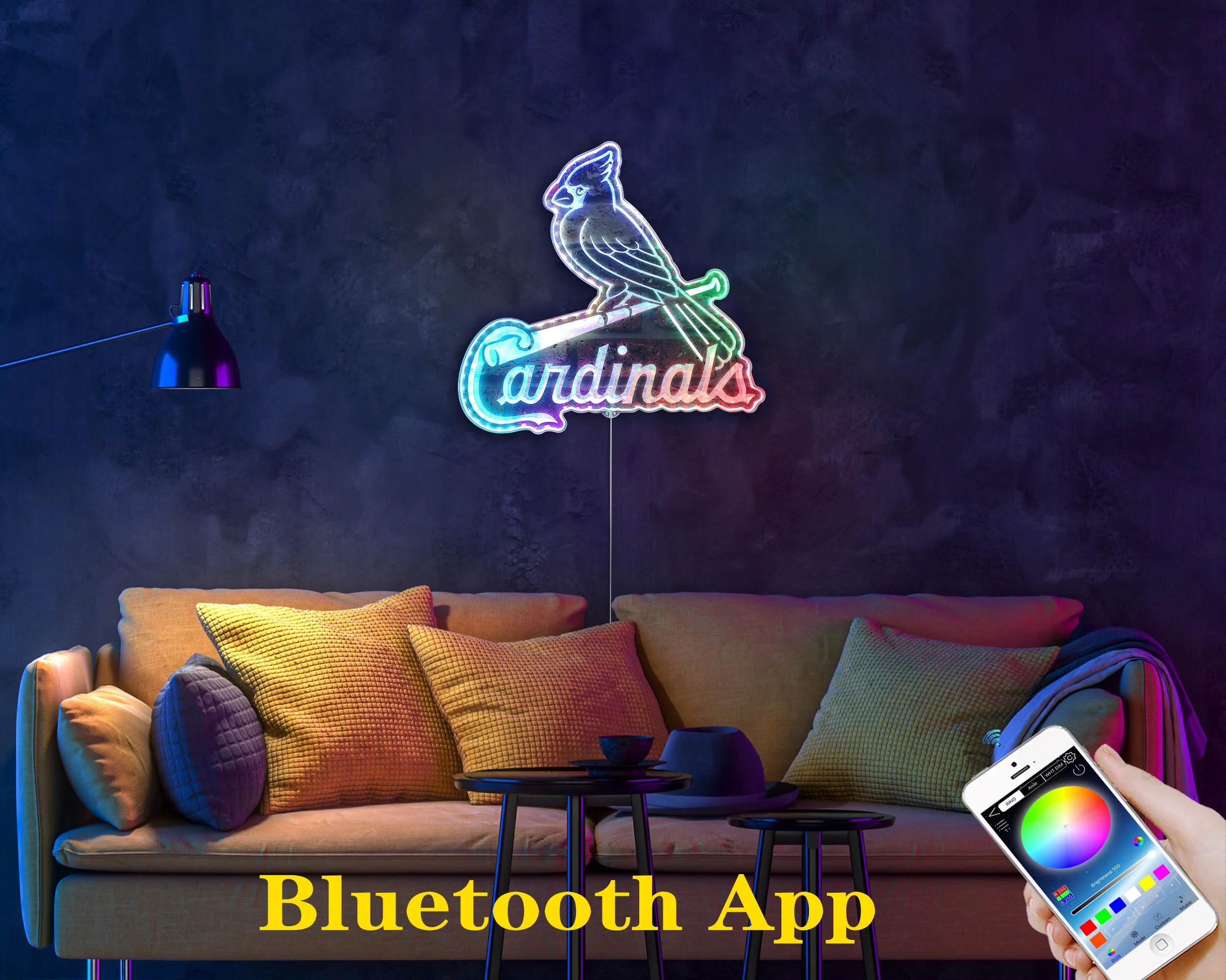 St. Louis Cardinals Neon LED Sign with Dynamic RGB Colors - Image 7