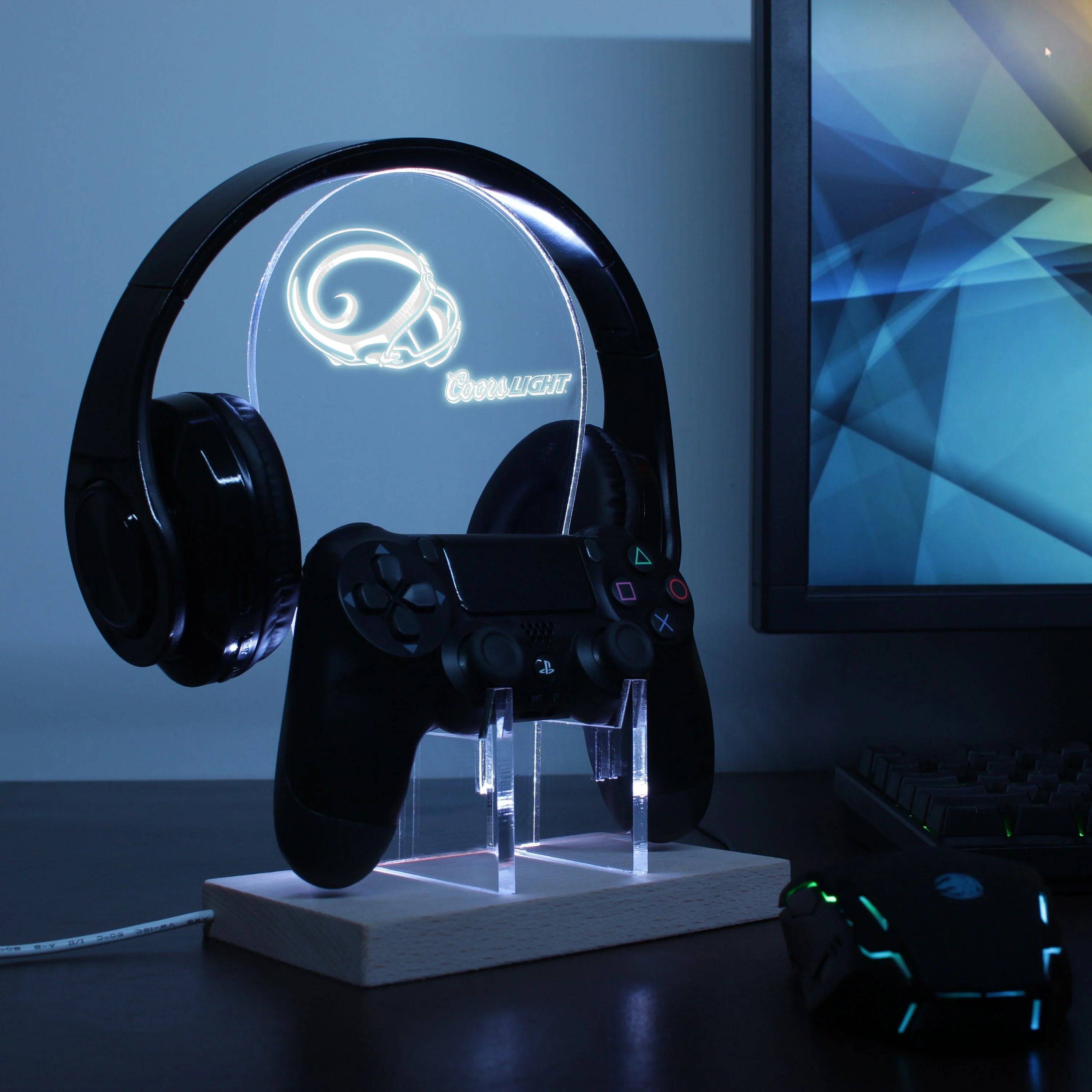 St. Louis Rams Helmet Logo LED Gaming Headset Controller Stand