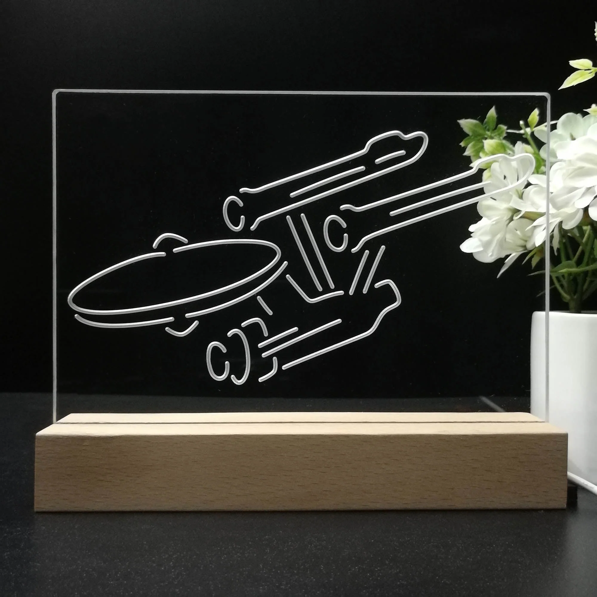 Star Trek Enterprise Space Ship 3D Illusion Night Light Desk Lamp - Image 8