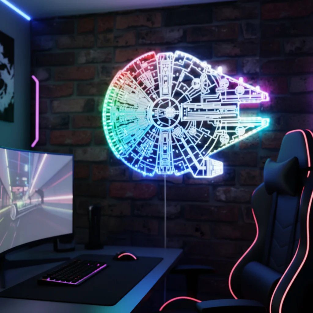 Star Wars Millennium Falcon Neon LED Sign with Dynamic RGB Colors - Image 8