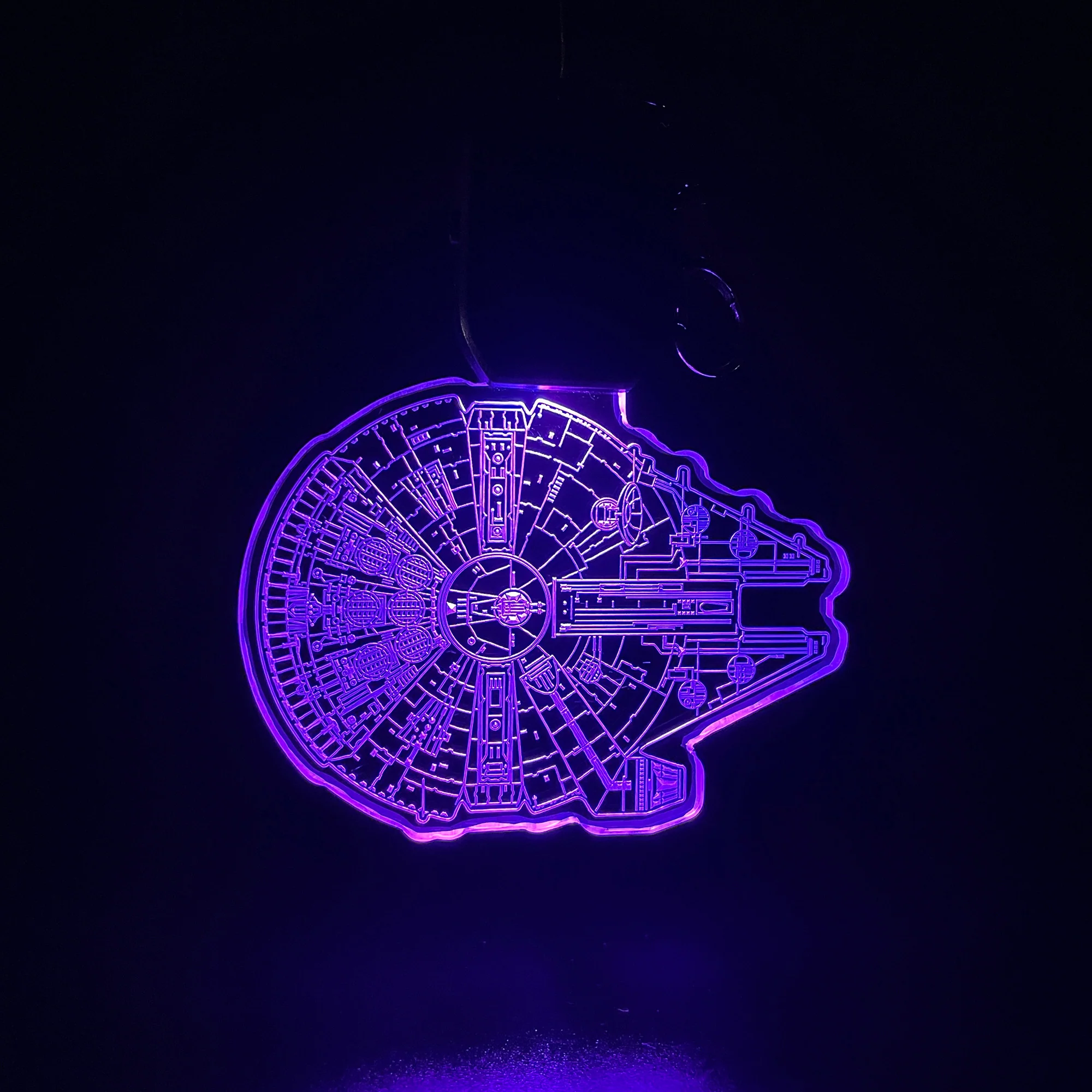 Star Wars Millennium Falcon LED Light Acrylic Keychain , Christmas Tree Ornament - Image 3