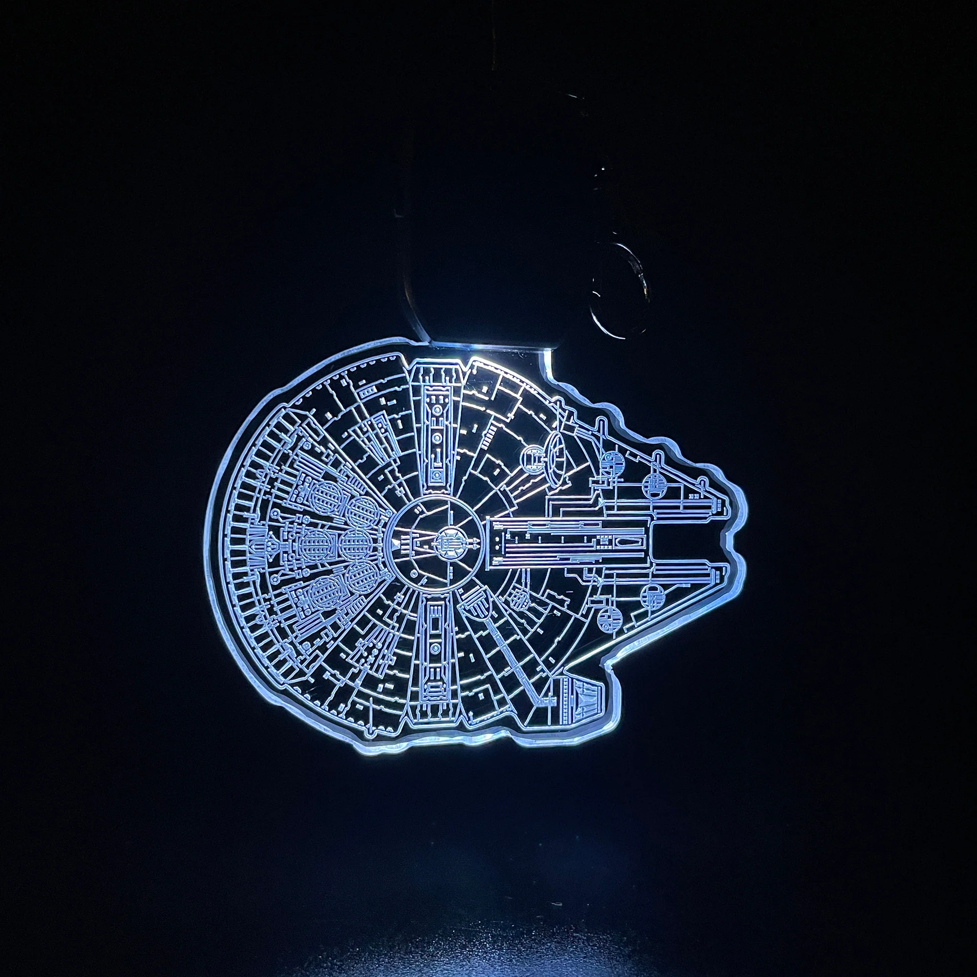 Star Wars Millennium Falcon LED Light Acrylic Keychain , Christmas Tree Ornament - Image 4