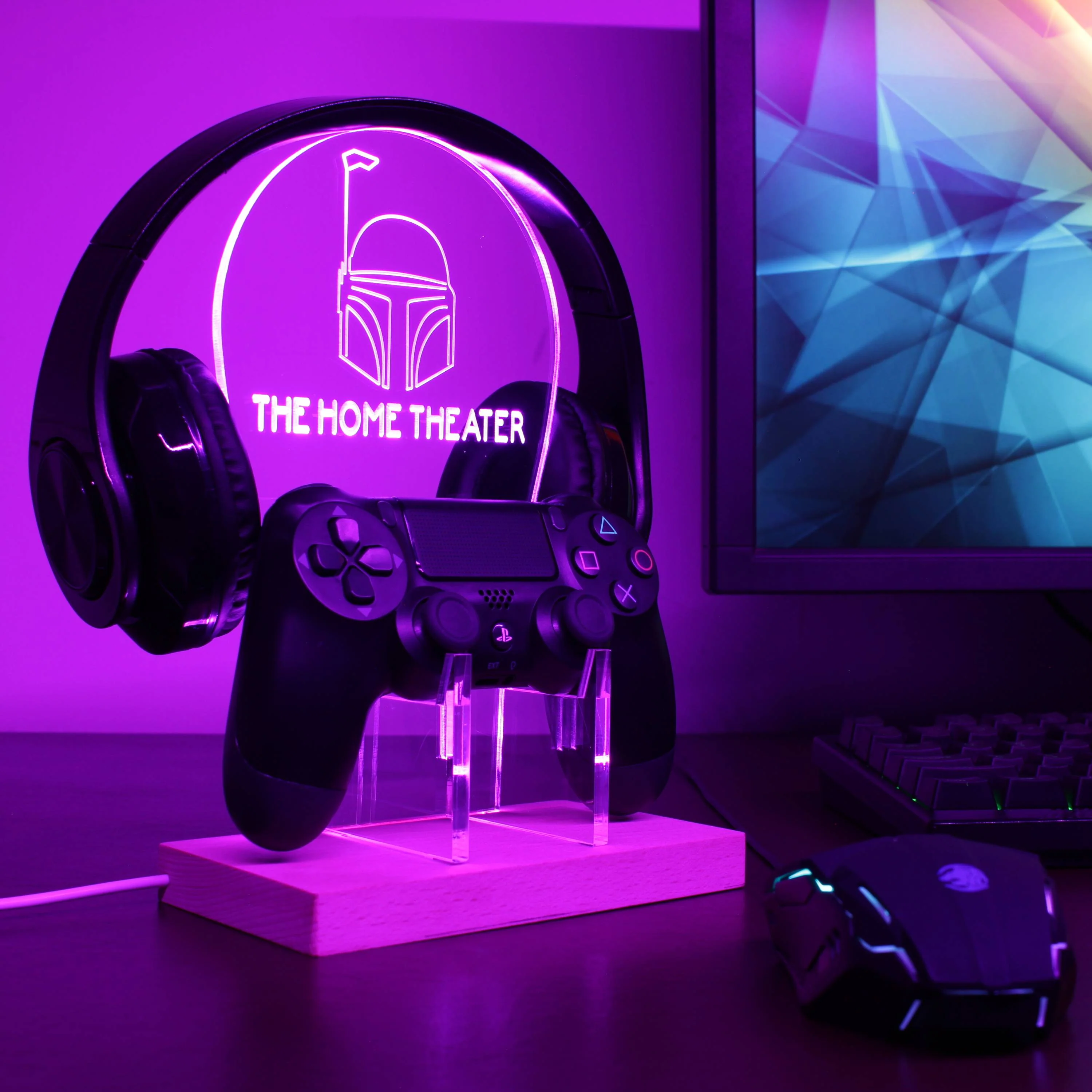 Star Wars Boba Fett Custom RGB LED Gaming Headset Controller Stand - Image 2