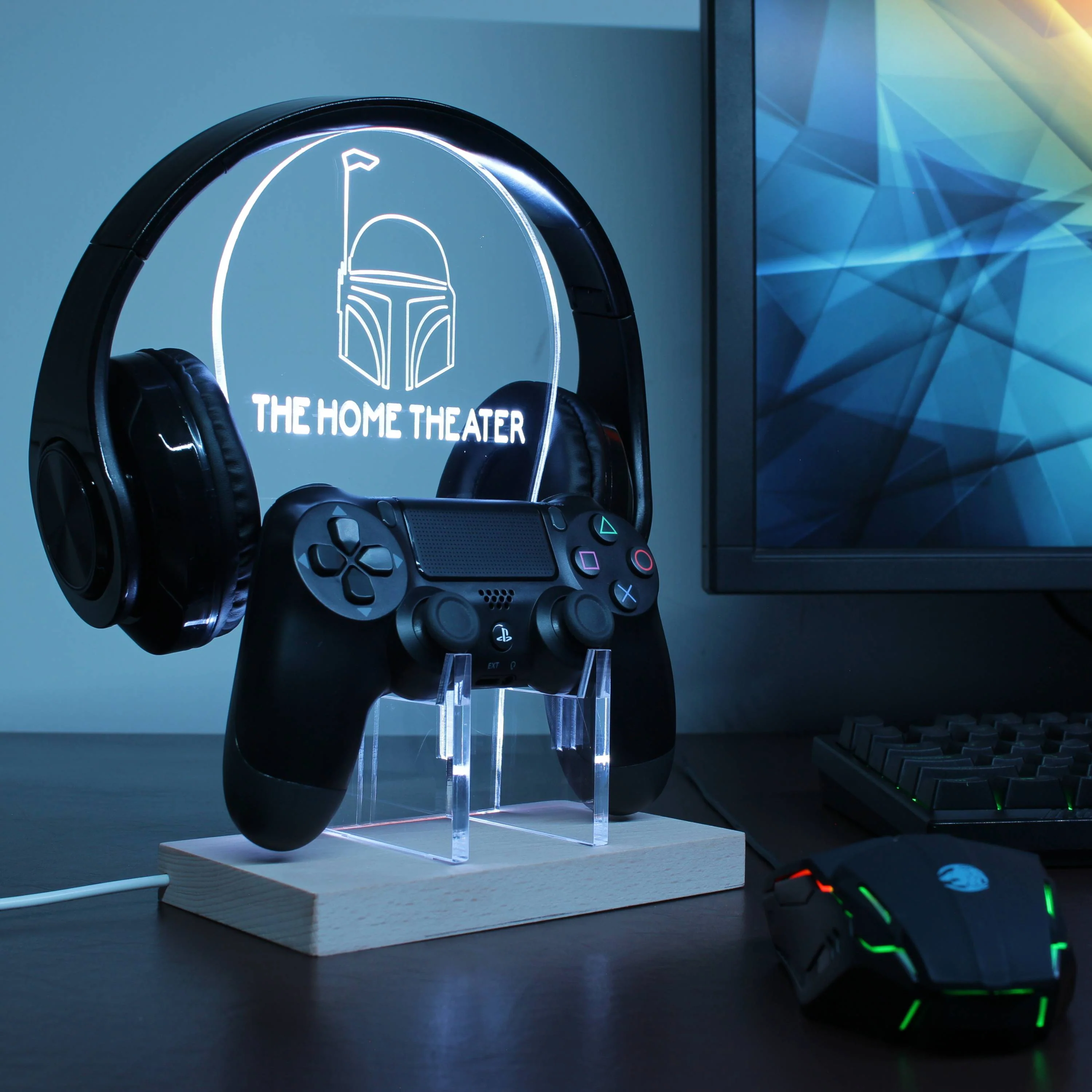Star Wars Boba Fett Custom RGB LED Gaming Headset Controller Stand - Image 5