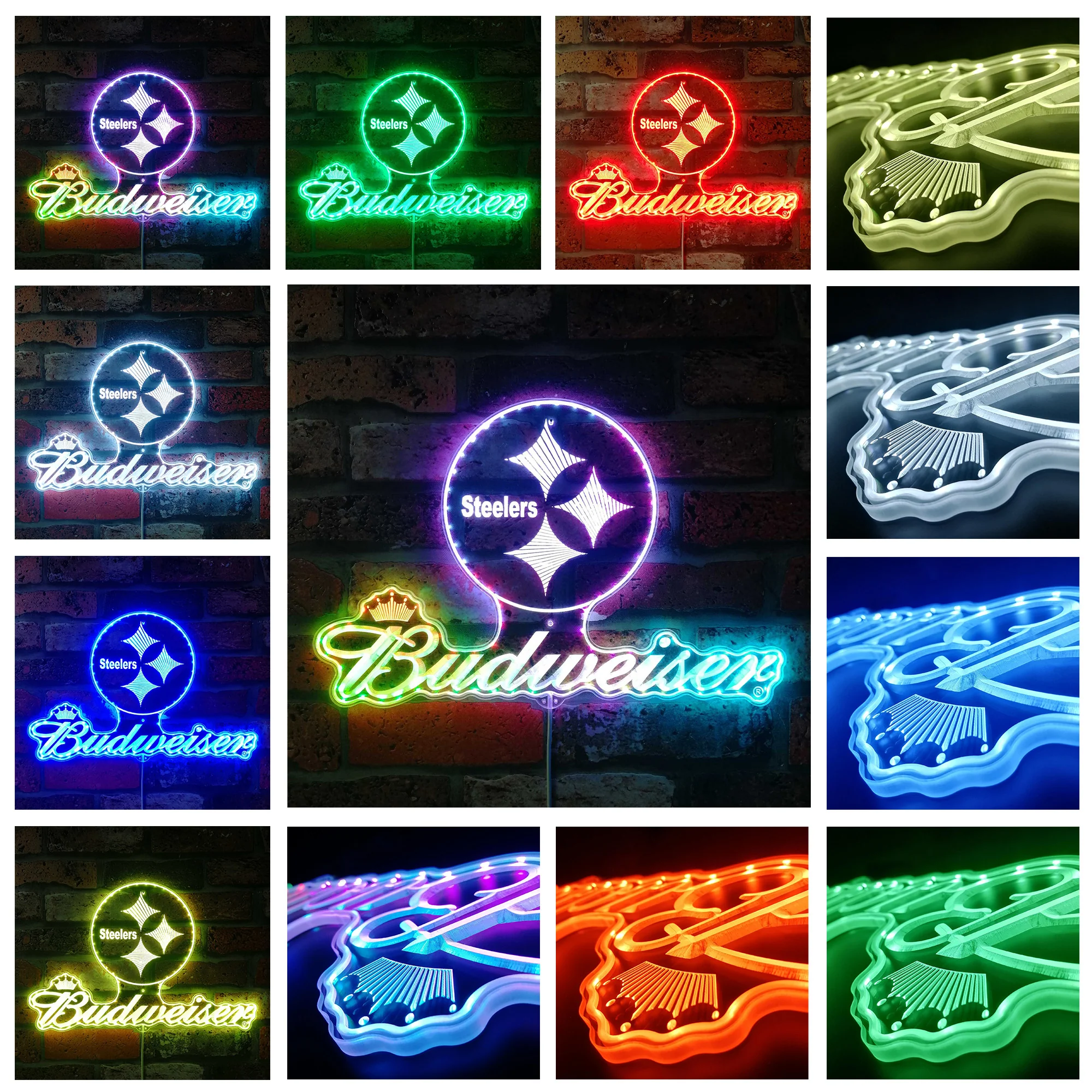 Steelers Buderweisers Neon LED Sign with Dynamic RGB Colors - Image 2