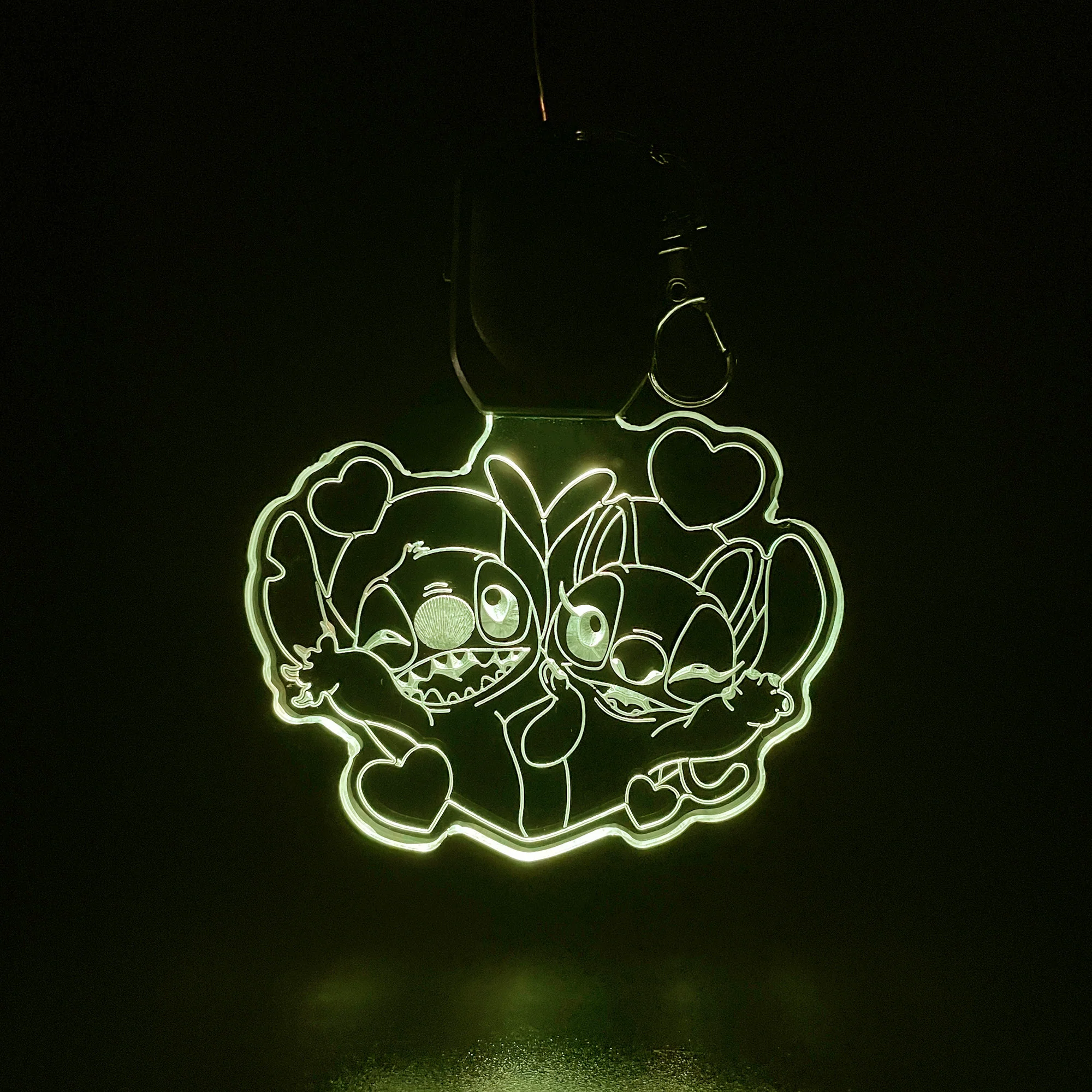 Stitch and Angel LED Light Acrylic Keychain , Christmas Tree Ornament - Image 3