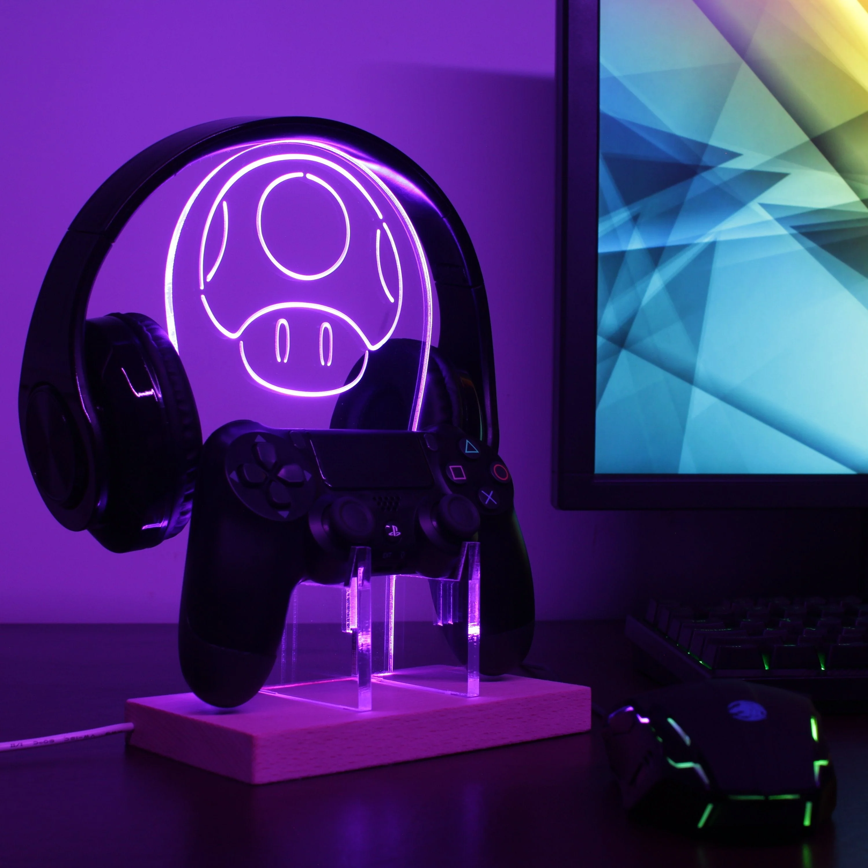 Super Mario Mushroom LED Gaming Headset Controller Stand - Image 4
