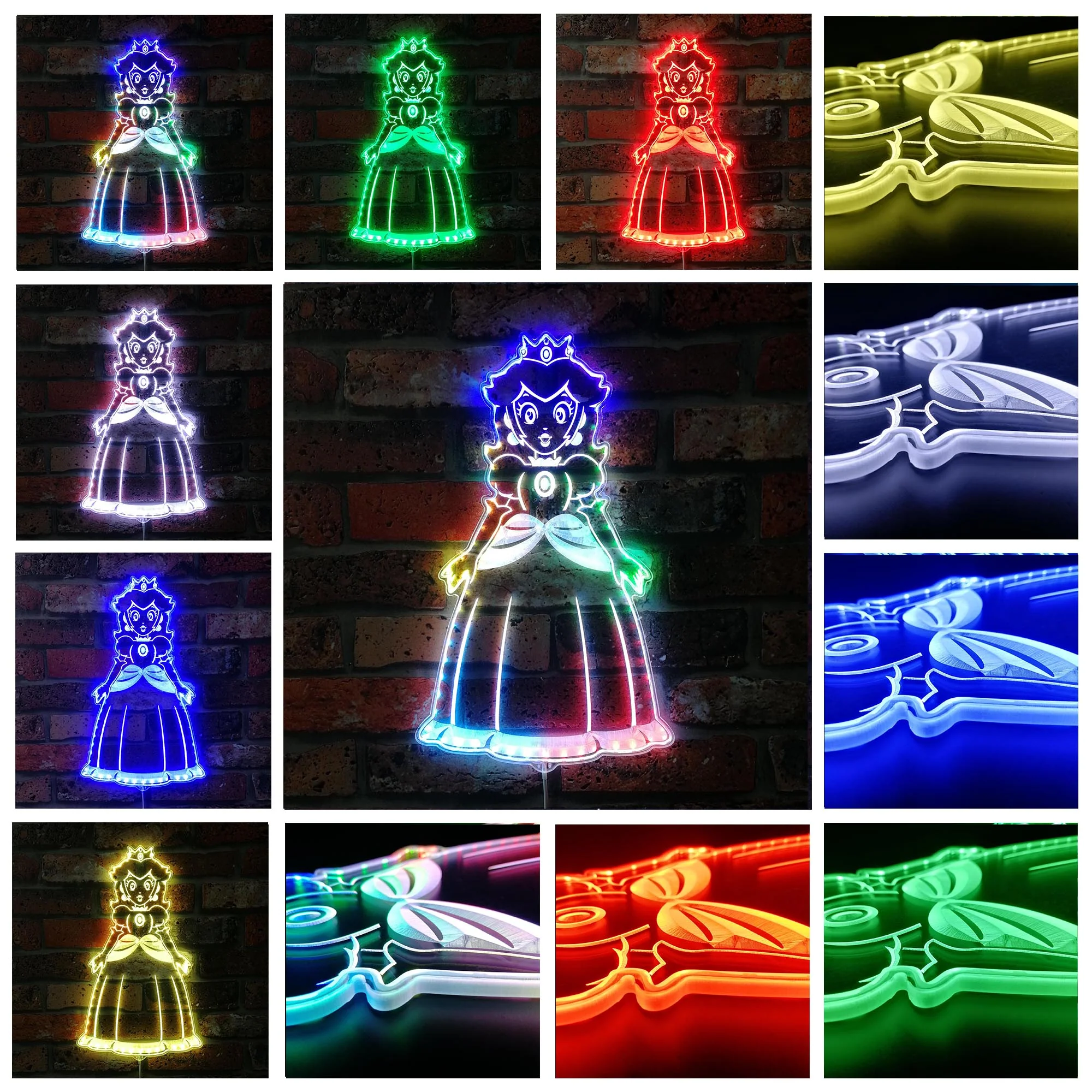 Super Mario Princess Peach Neon LED Sign with Dynamic RGB Colors - Image 2